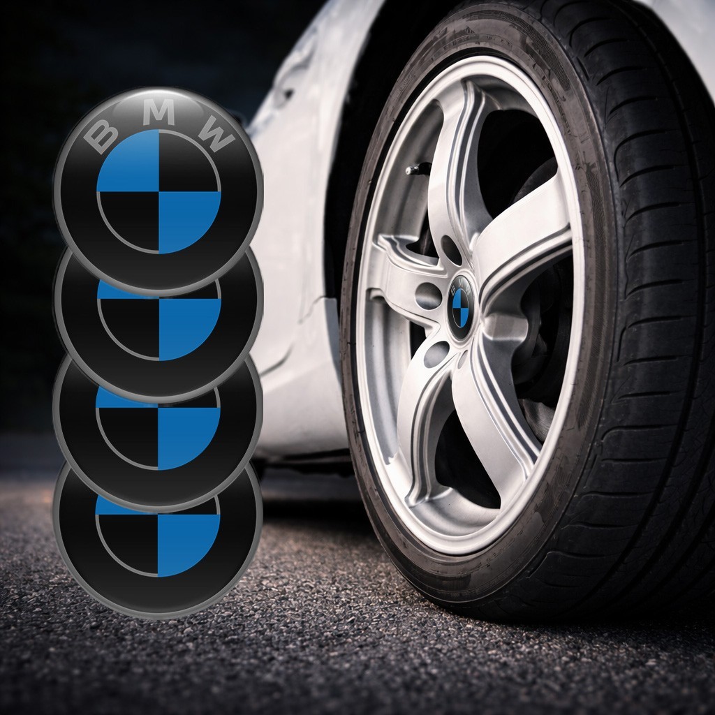 4 Pieces BMW Wheel Hub Cap Stickers, 3D Resin-
