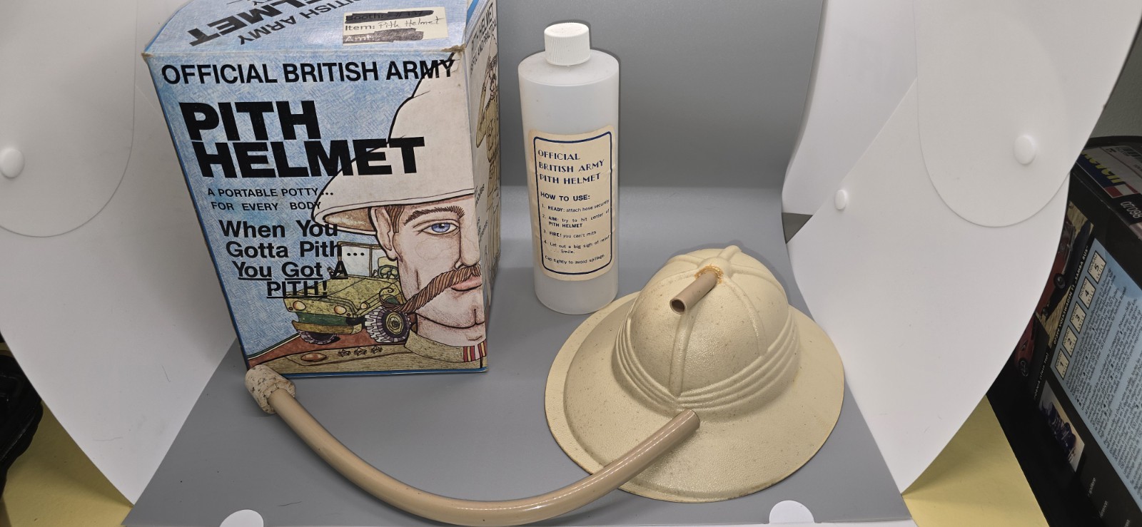 Vintage Official British Army Pith Helmet Novelty Gag Gift Portable Potty 1970s 