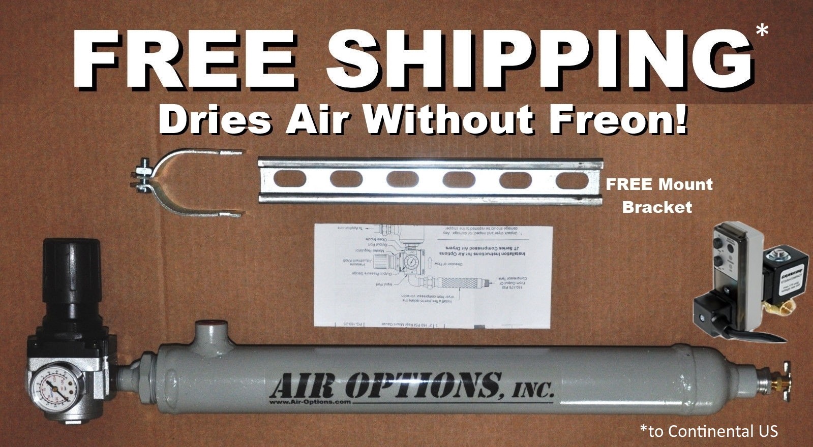 Refrigerated Compressed Air Dryer + DRAIN for 3  HP- 5 HP 2-Stage Air Compressor