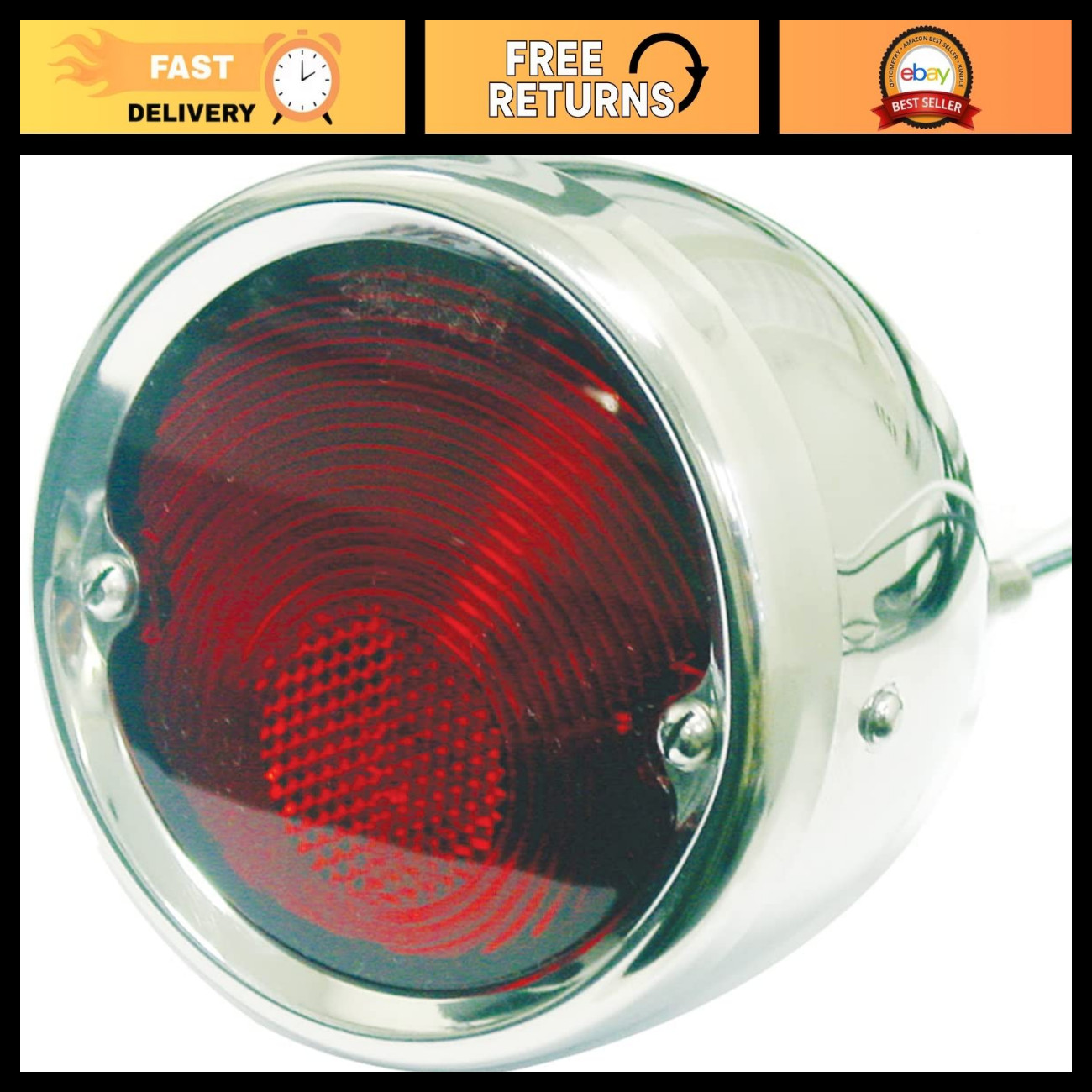 1955-59 Classic Car Tail Light Assembly with Stainless Steel Housing - Vintage S