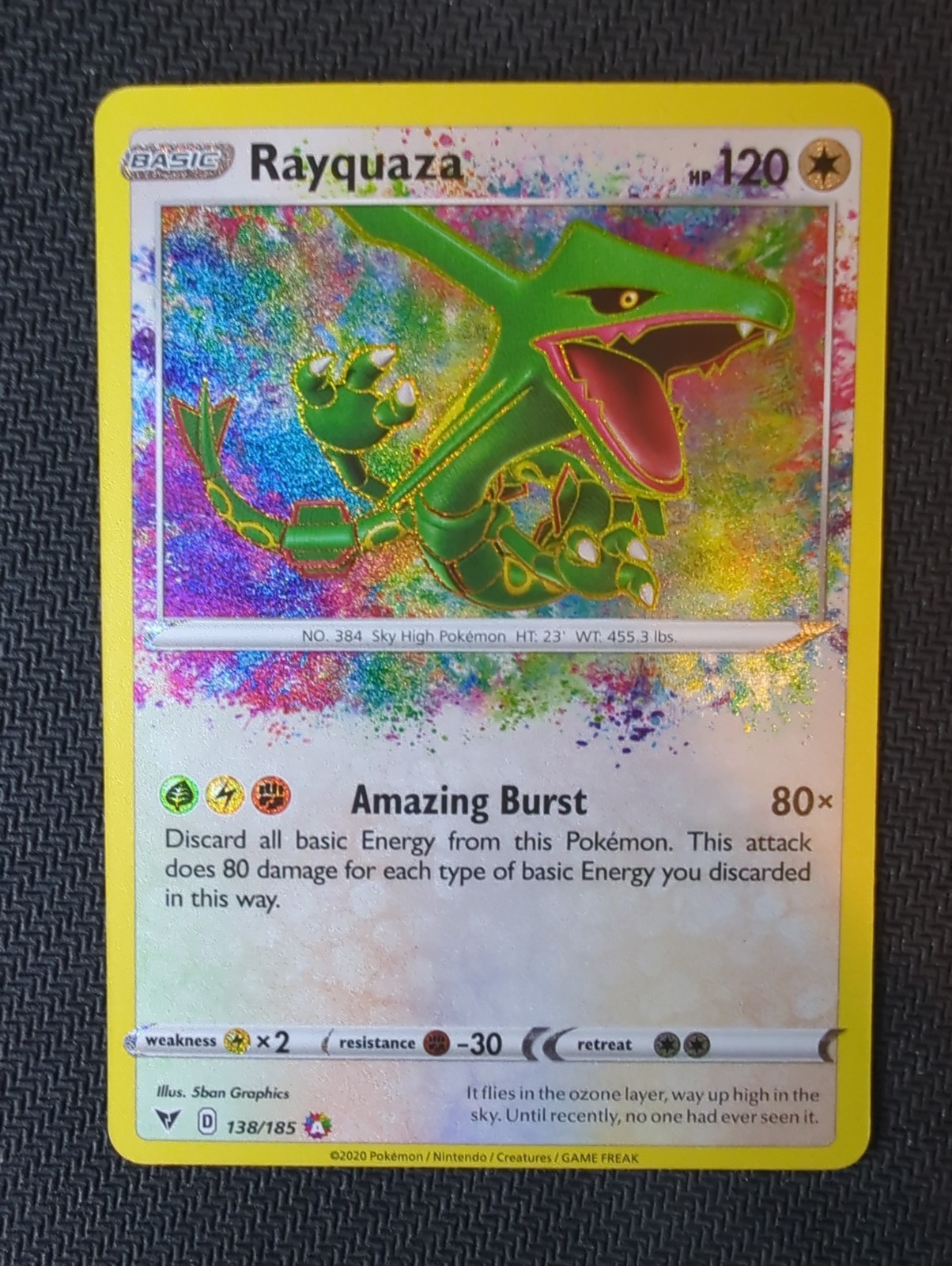 Pokemon Rayquaza 138/185 Swsh04: Vivid Voltage Amazing Rare Holo Pokemon Rayquaza 138/185 Swsh04: Vivid Voltage Amazing Rare Holo