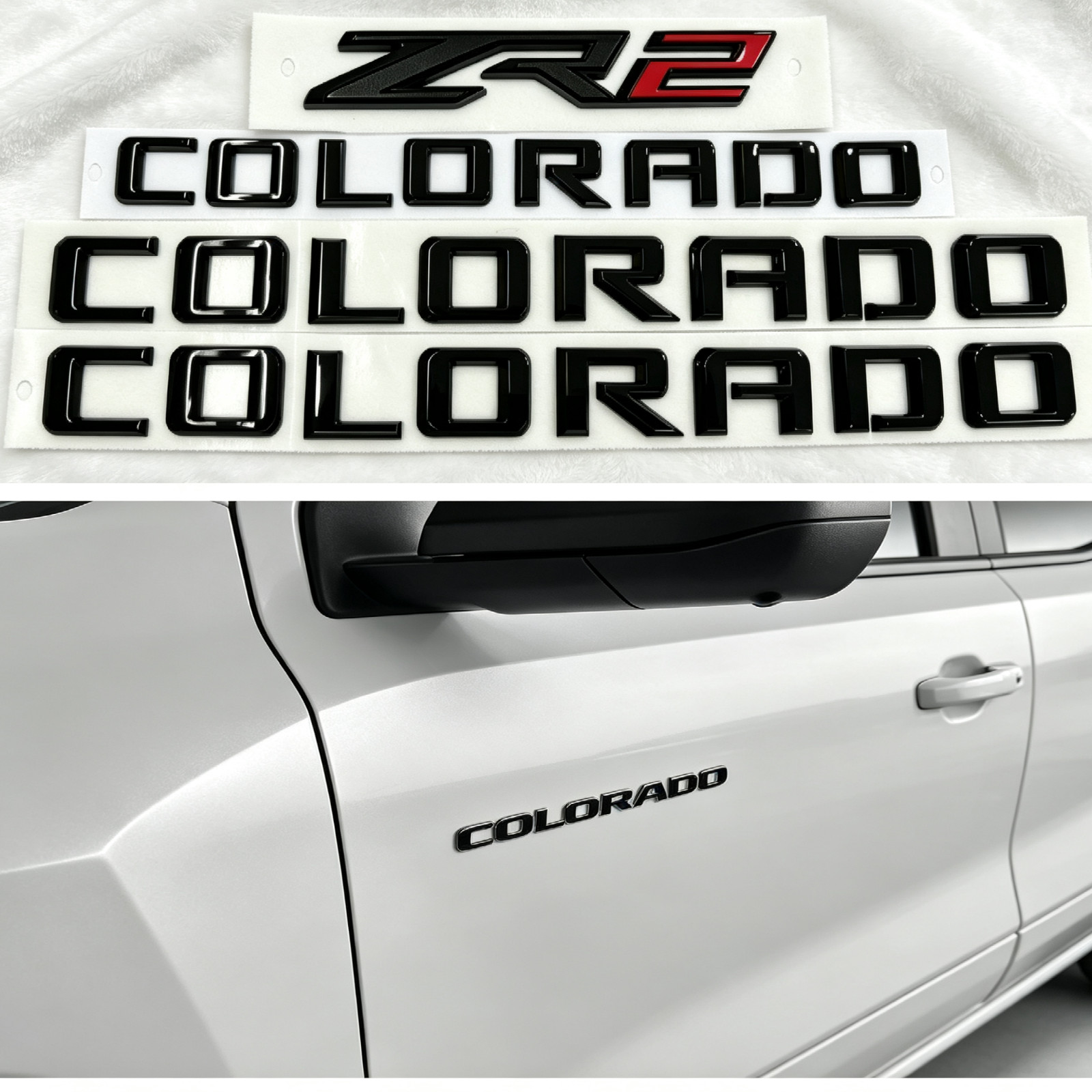4PCS Gloss Black Door Rear Red Emblems Letters For 2023+ Colorado ZR2