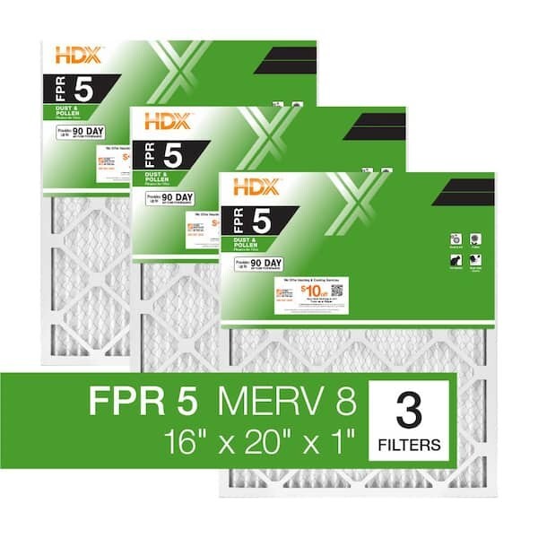 16X20X1 Pleated Air Filters Replacement For Furnace. AC HVAC MERV 8 FPR 5 3-Pack