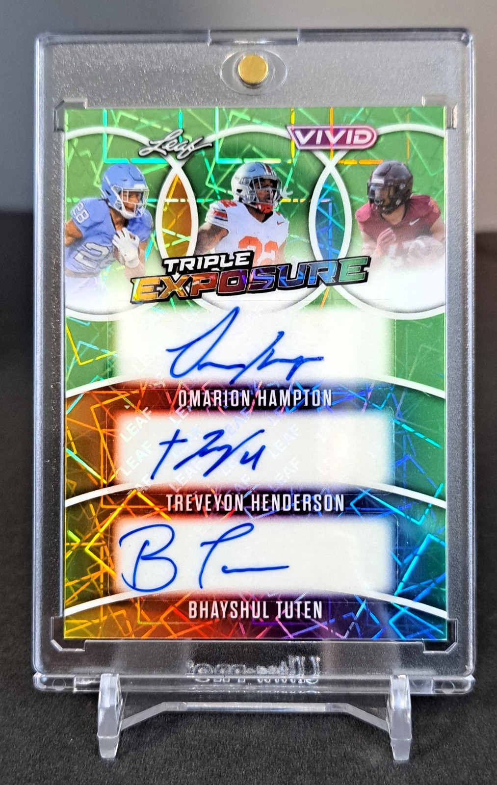 2025 Leaf Vivid TREVEYON HENDERSON HAMPTON TUTEN Triple Auto RC #8/8 = EBAY 1/1