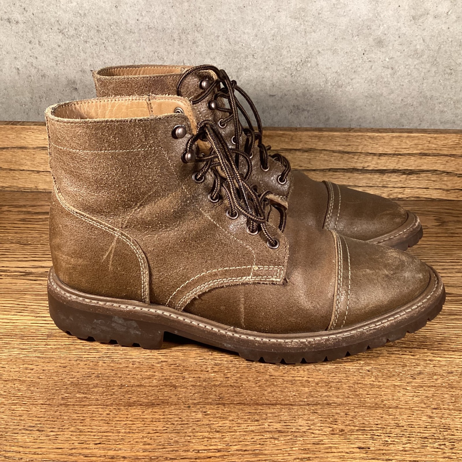 THURSDAY EVERYDAY MENS SIZE 10 BROWN LEATHER CAP TOE BOOTS 