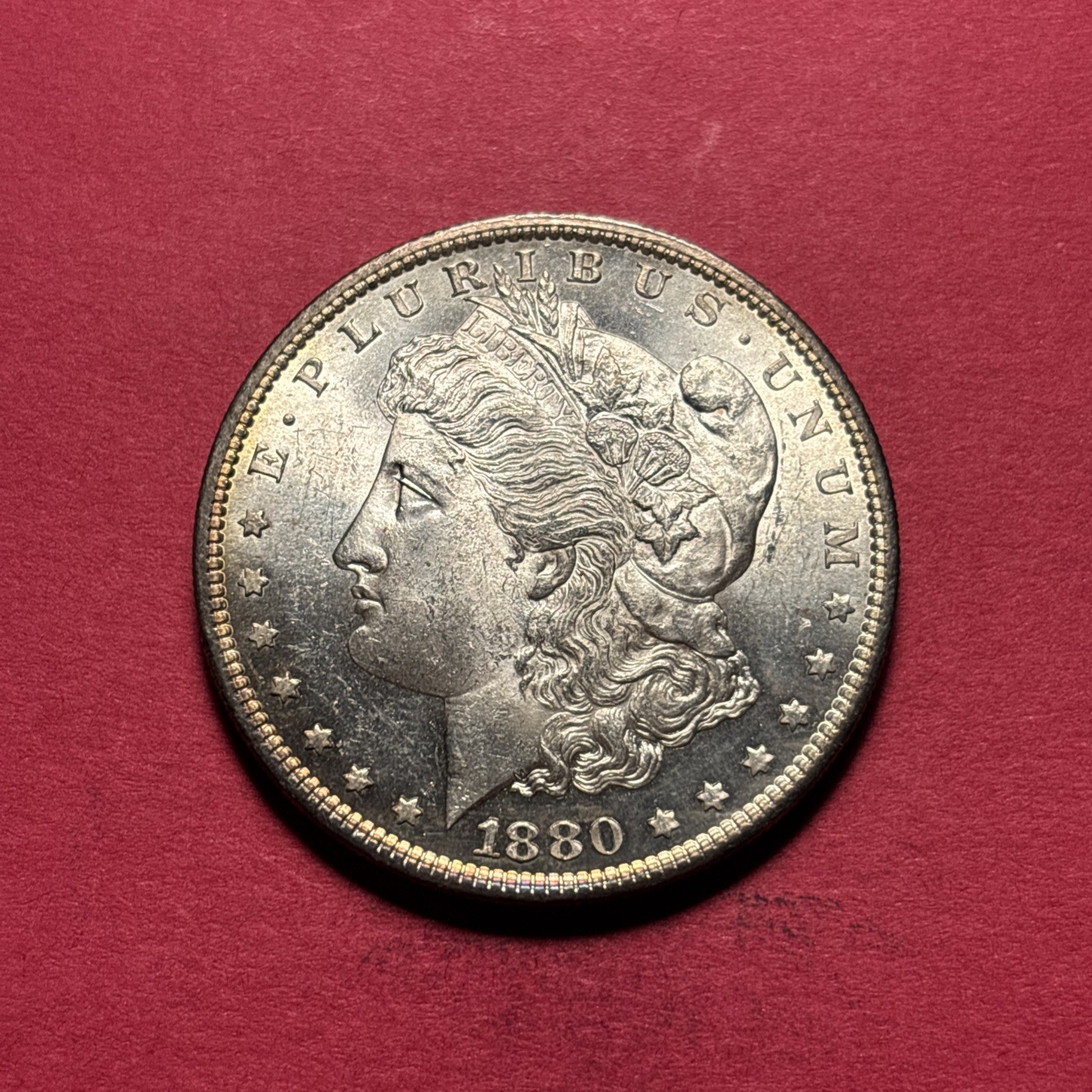 (1) Beautiful Toned Antique 1880-S Morgan Silver Dollar BU-BRILLIANT UNCIRCULAT