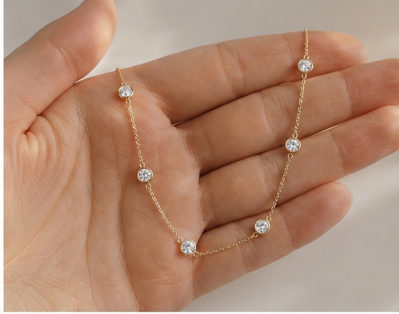 Engagement Sale Round Natural Diamond By the Yard Necklace 14k Solid Yellow Gold Engagement Sale Round Natural Diamond By the Yard Necklace 14k Solid Yellow Gold