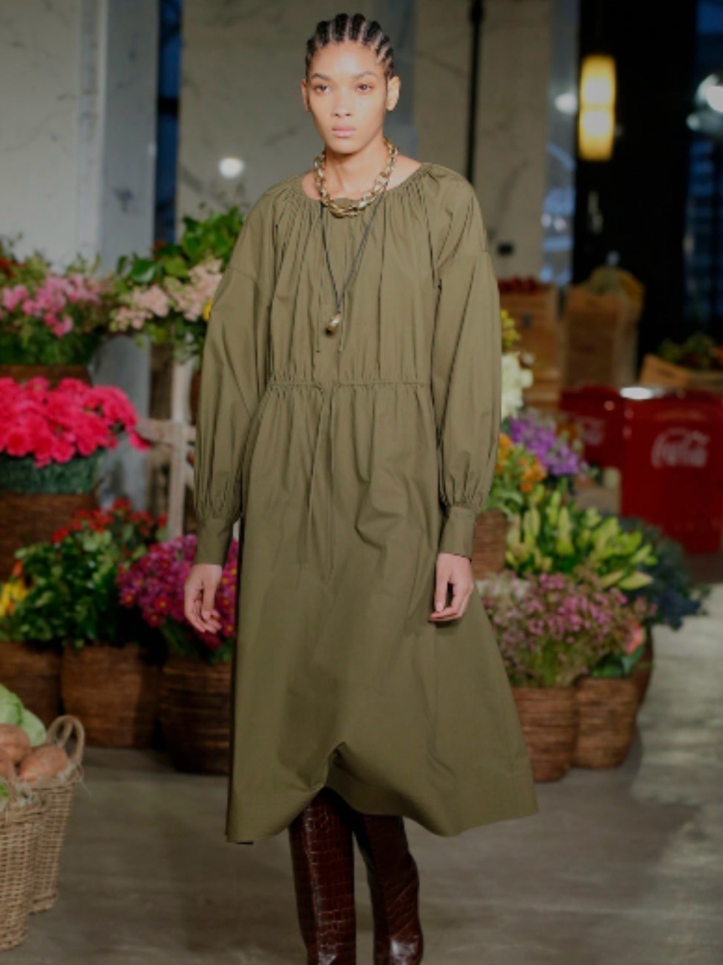Jason Wu Olive Green Scoop Neck Midi Dress- Size M Jason Wu Olive Green Scoop Neck Midi Dress- Size M