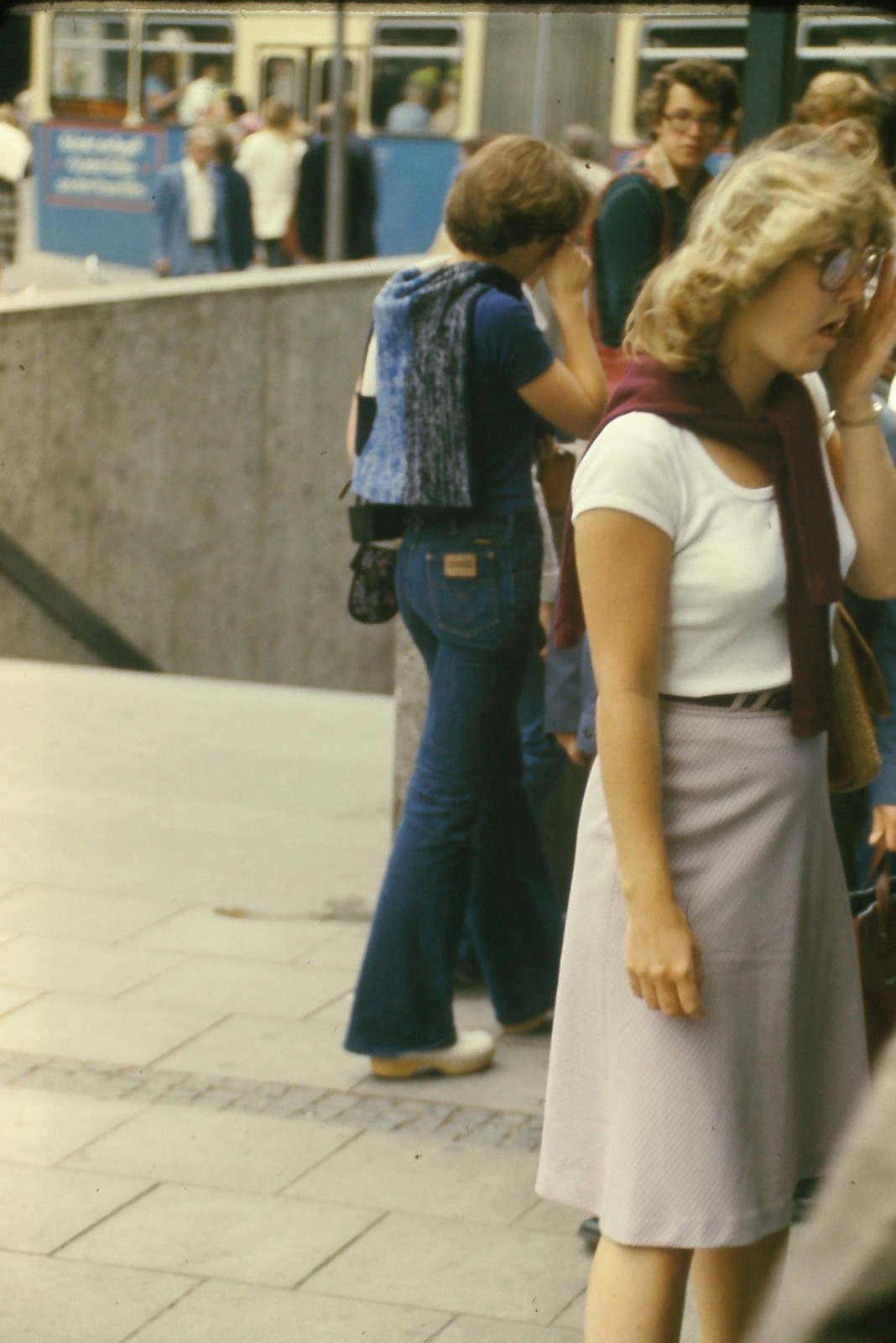 c1970\'s Kodachrome 35mm Slide Munich Germany Street Fashion Tram European Woman c1970\'s Kodachrome 35mm Slide Munich Germany Street Fashion Tram European Woman