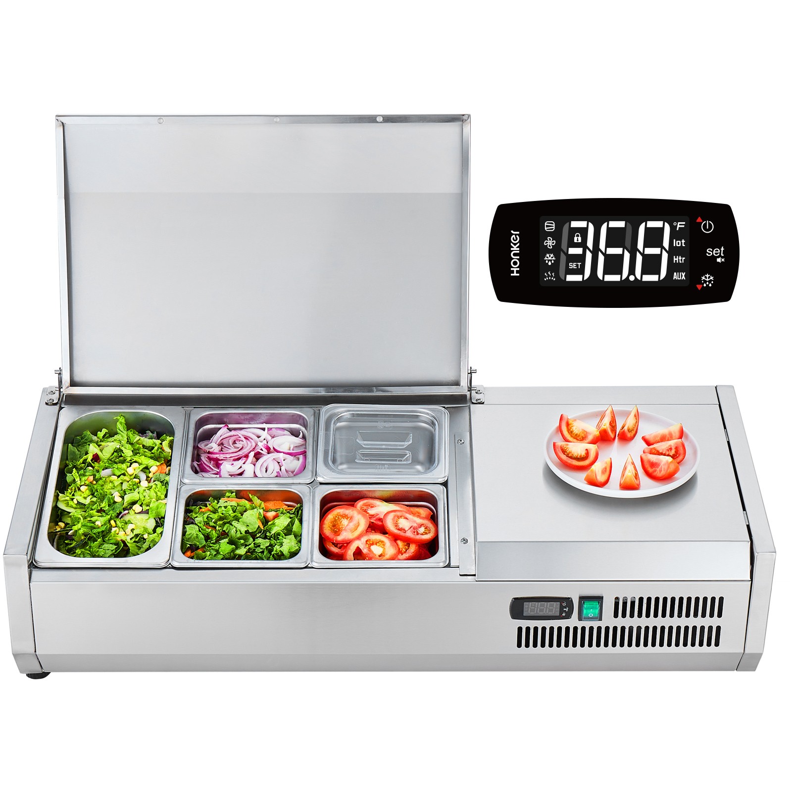 Uimoso Countertop Refrigerated Salad Pizza Prep Station 130W Stainless Guard ETL