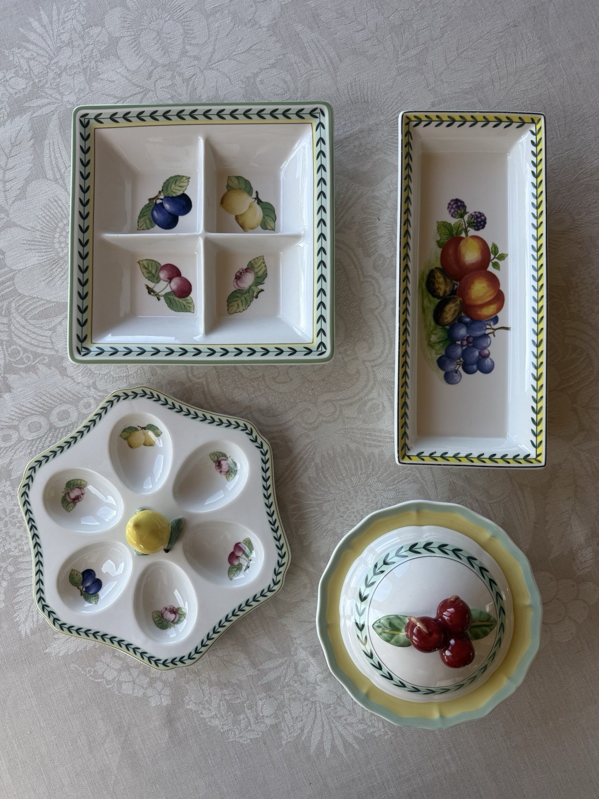 Villeroy Boch Porcelain Set Of 4 French Garden Very Rare To Find Exelent Cond