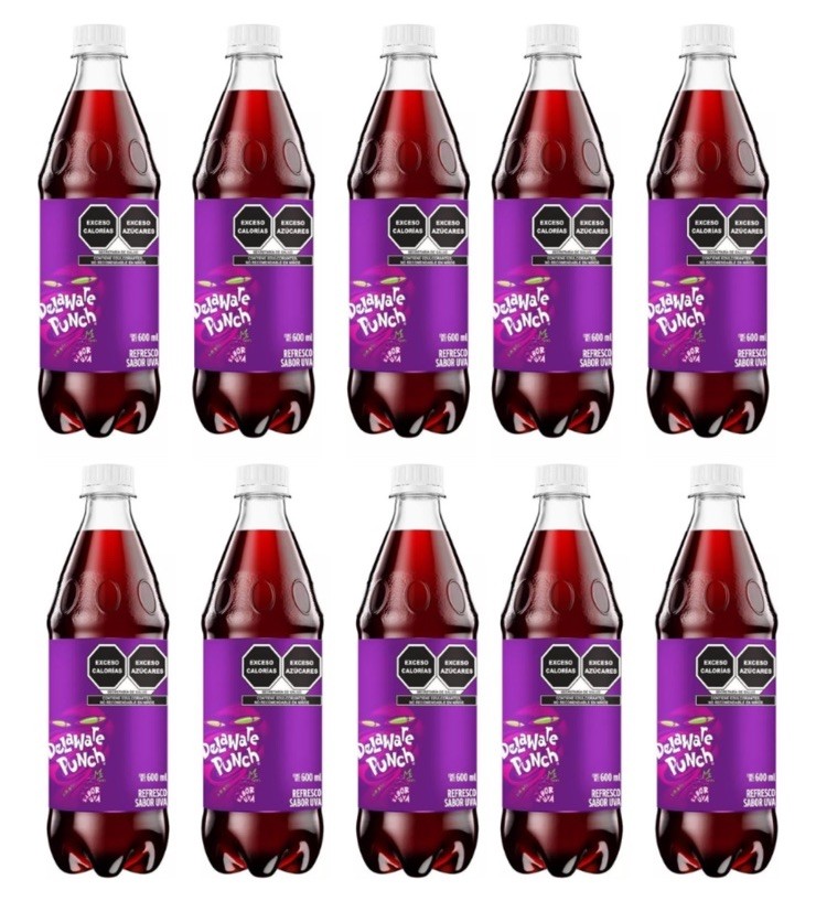 Paquete De 12 Bebidas Delaware Sabor Ponche De Uva 🍇 De México 🇲🇽 600ml C/U