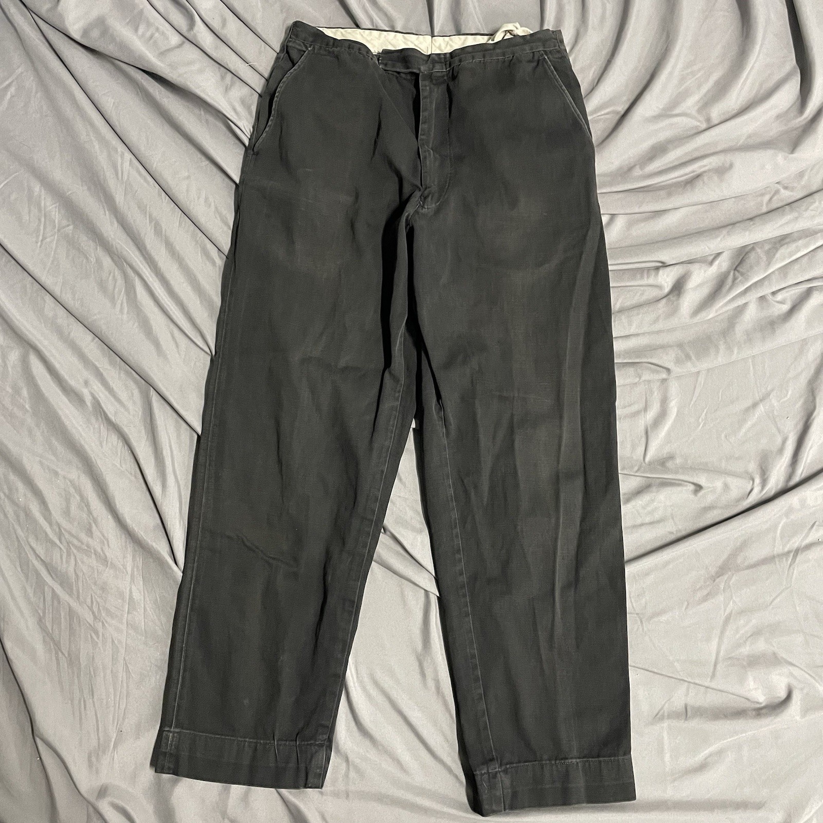 Vintage 60s Black Sanforized Cotton Workwear Chinos Pants Sz 26x25 True Vintage