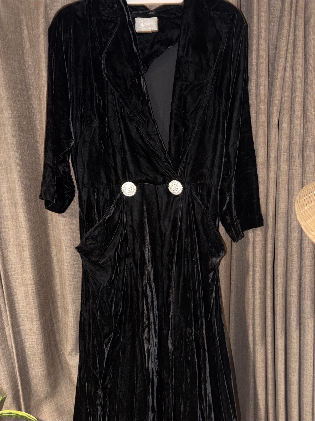 Vintage 1940s 50s Velvet HouseCoat Dress Robe Glamour Retro Hollywood Whimsigoth