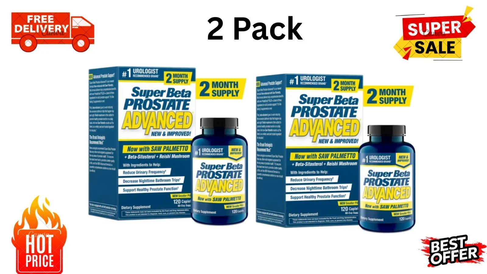 2 Pack Super Beta Prostate Advanced with Saw Palmetto 120 Capsules 2 Pack Super Beta Prostate Advanced with Saw Palmetto 120 Capsules