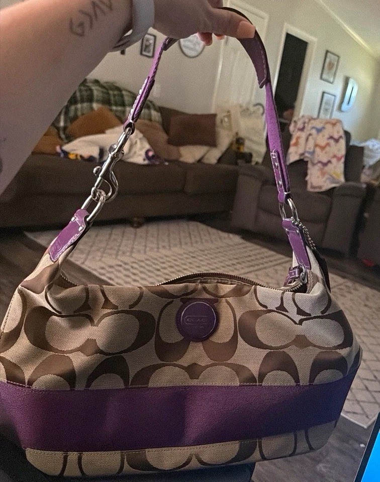 Vintage Y2K Coach Signature Stripe Demi Shoulder Bag