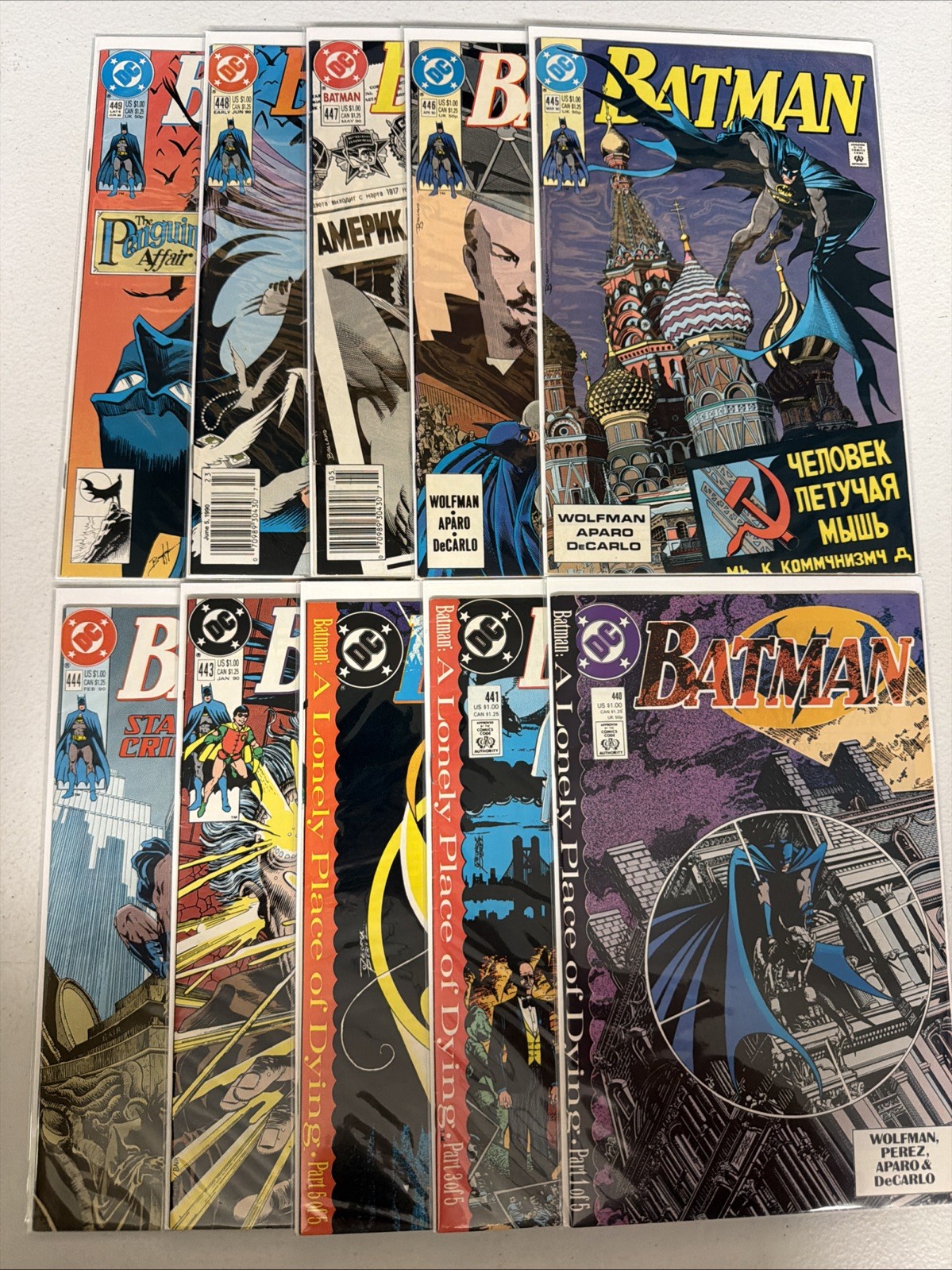 Batman #440 441 442 443 444 445 446 447 448 449 DC Comics Lot Run Set F/VF *Z8
