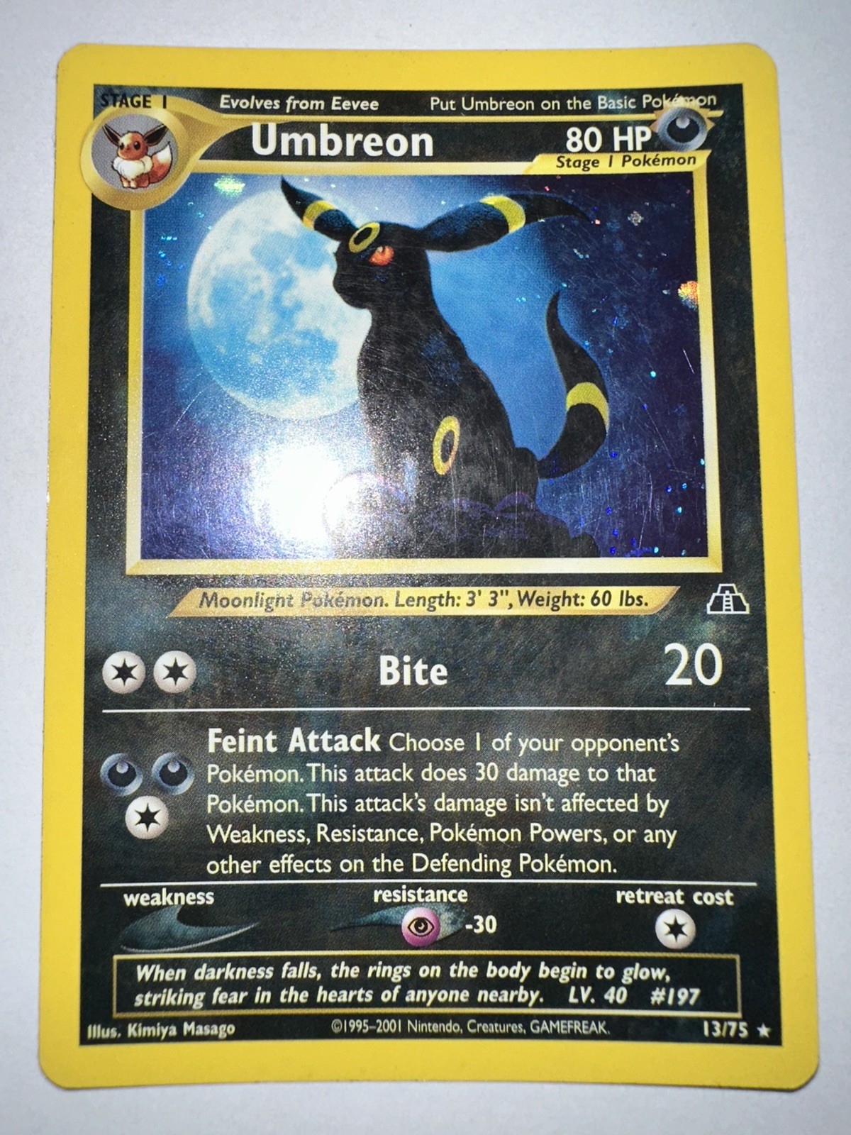 Pokemon Umbreon 13/75 Neo Discovery Holo Vintage Swirl