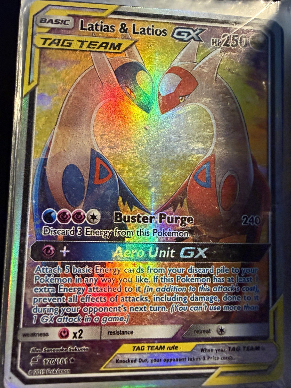 Pokemon Latias & Latios GX TAG TEAM Ultra Rare Full Art Holo 170/181 SM-Team Up