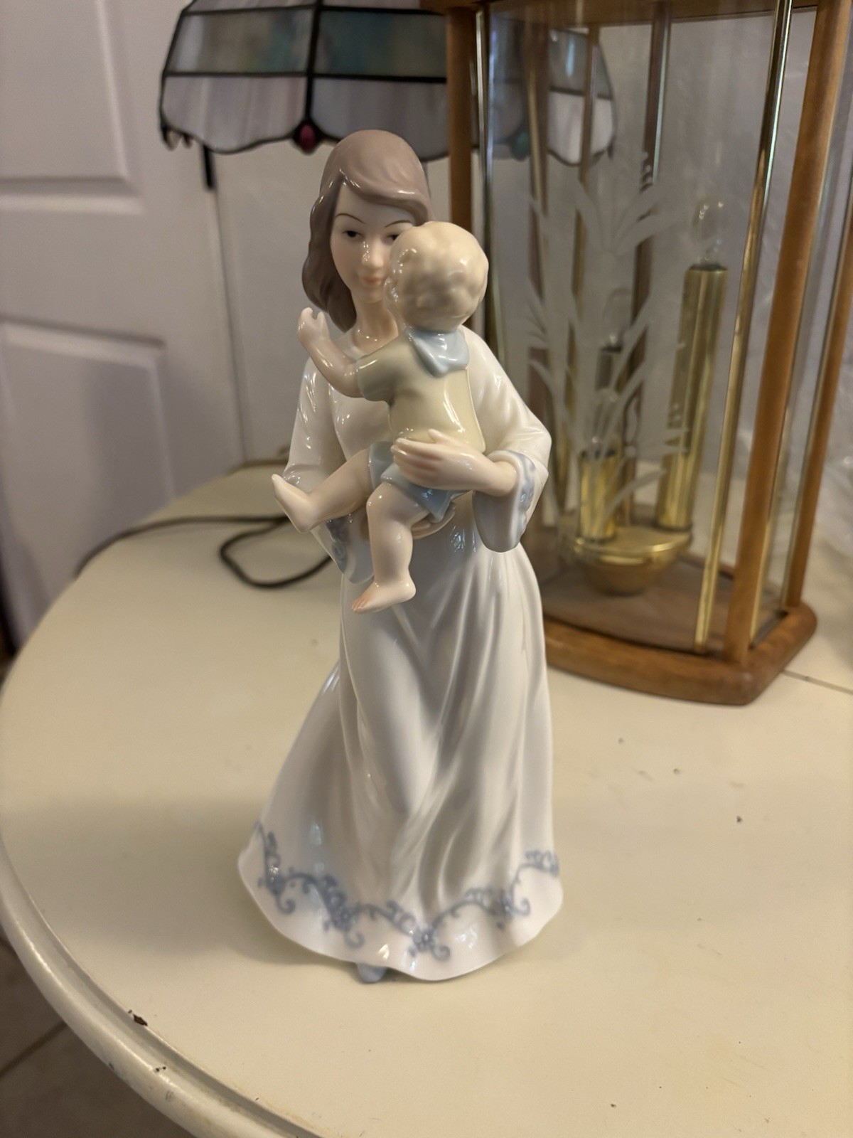 Vintage Porcelain Mother and Child Figurine Mother Holding Toddler Baby Decor