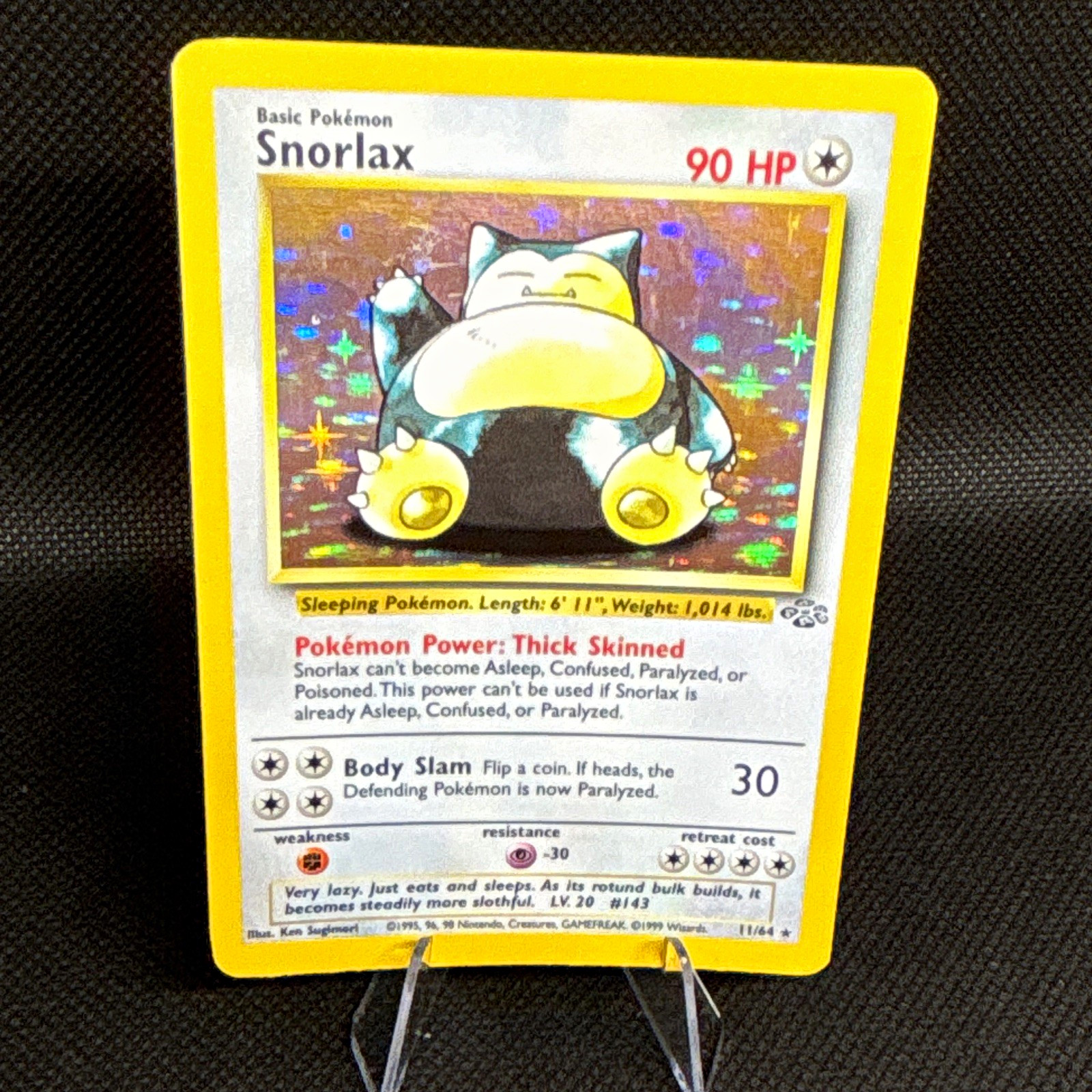 Vintage Holo Rare Snorlax Pokemon TCG Jungle 11/64 90 HP English 1999