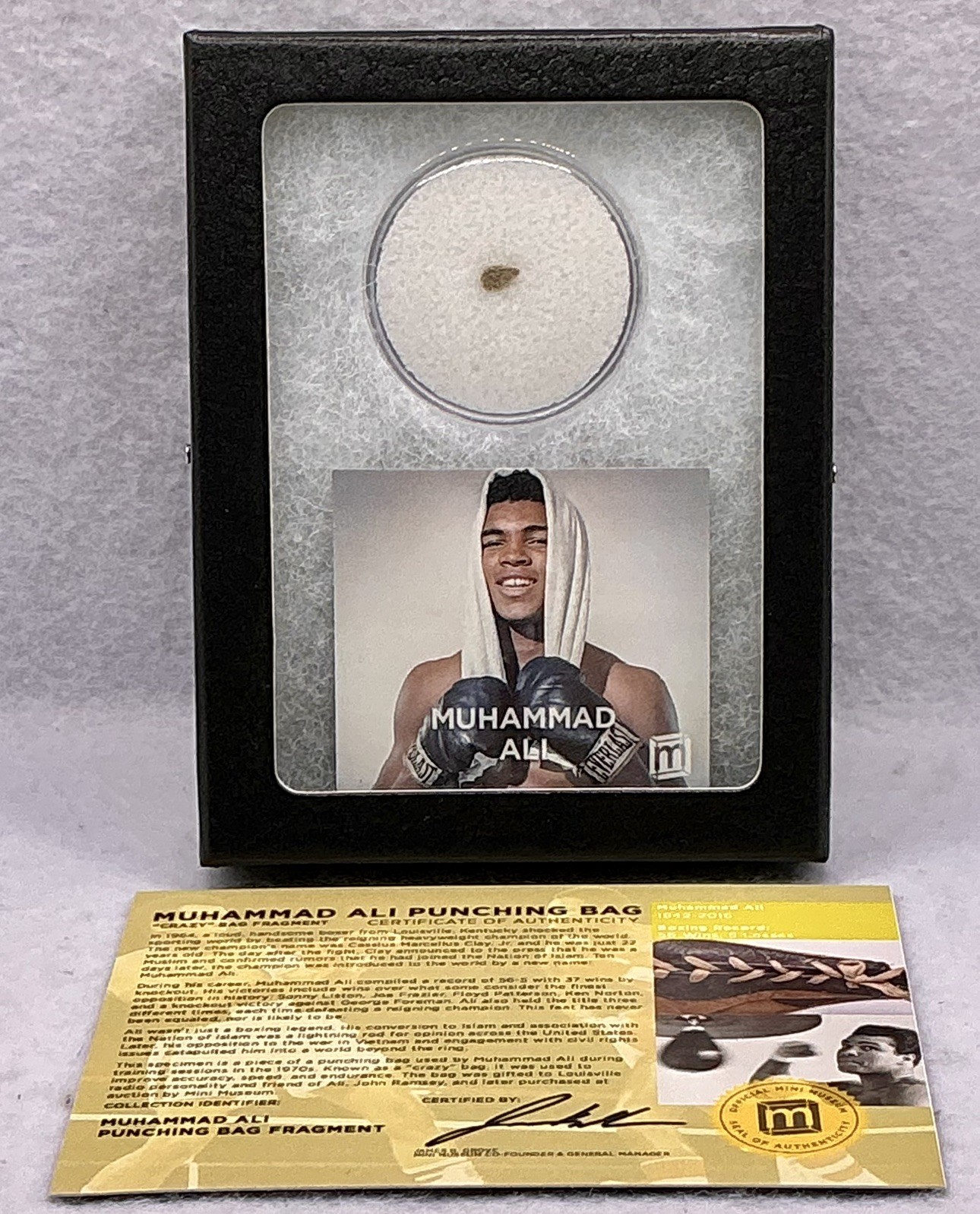Muhammad Ali Authentic Punching Bag Fragment Used In 1970 Training Sessions COA