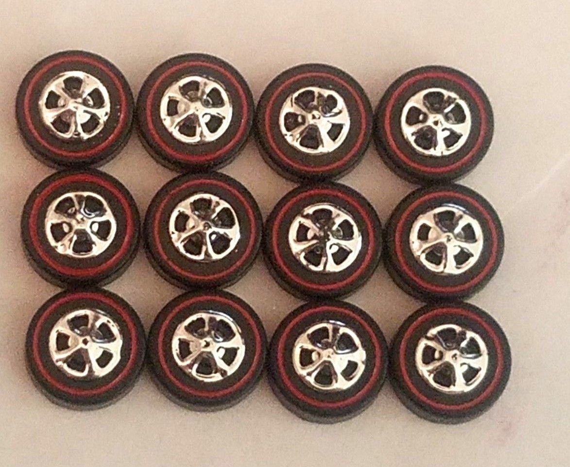 HOT WHEELS REDLINE REPRO WHEELS MEDIUM BLACK CAP Set of 12 -New Mold