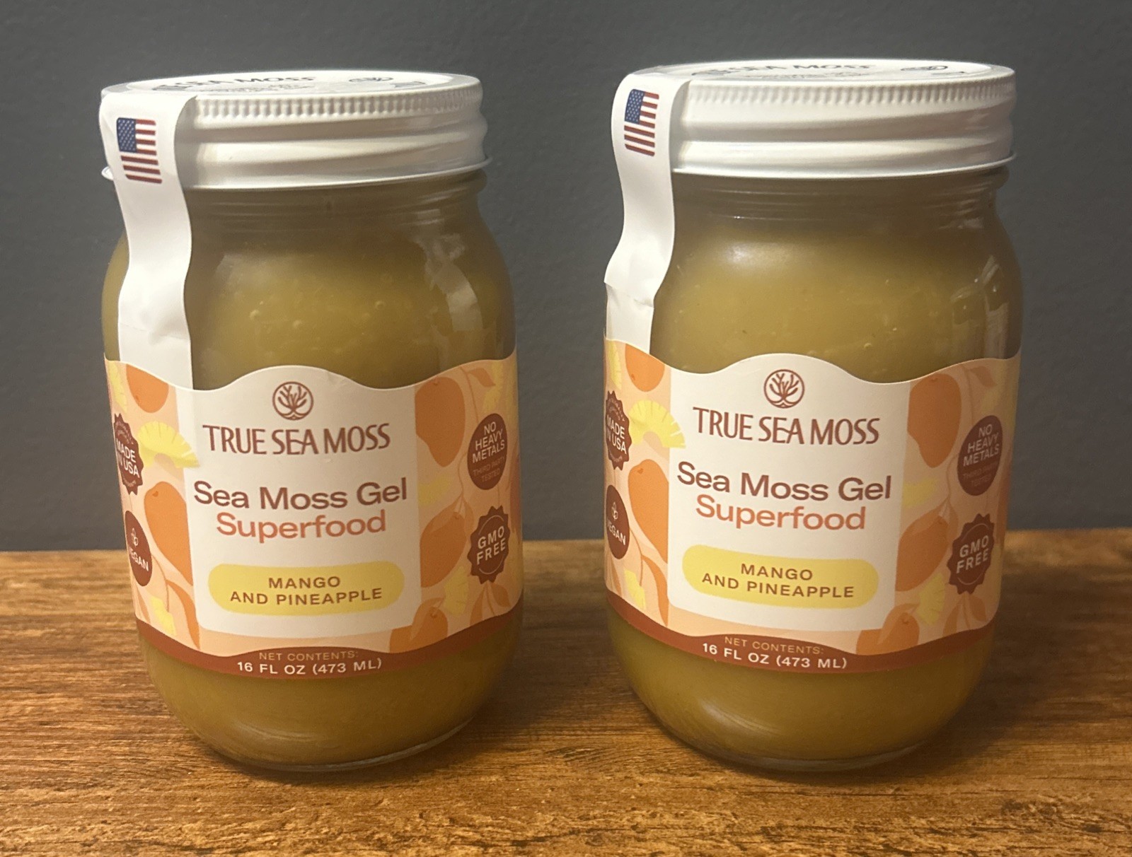 2 Bottles, True Sea Moss Gel Superfood Mango and Pineapple 16 fl oz EXP 05/2027