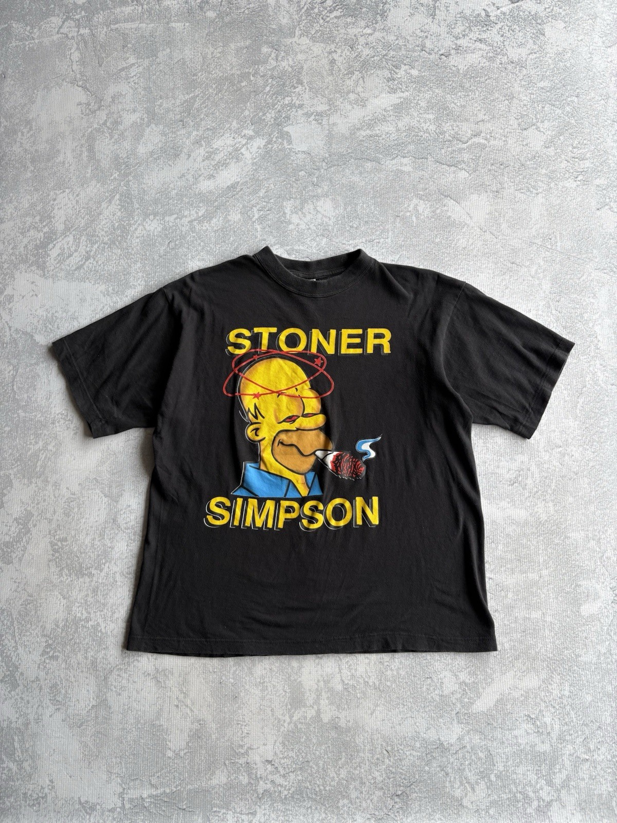 Vintage 90s Stoner Homer The Simpsons Weed Blunt Funny Tee Shirt