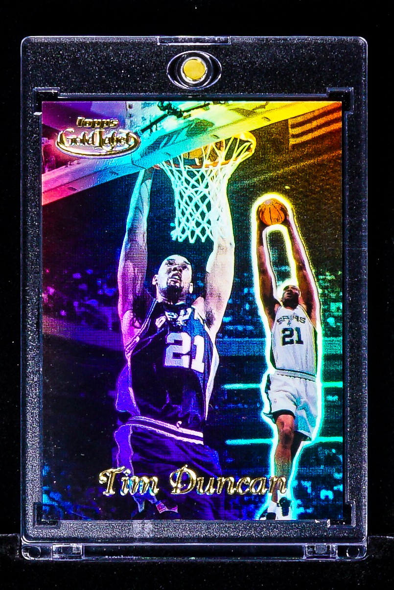 Tim Duncan RARE GOLD LABEL REFRACTOR HOLO CARD San Antonio Spurs MVP