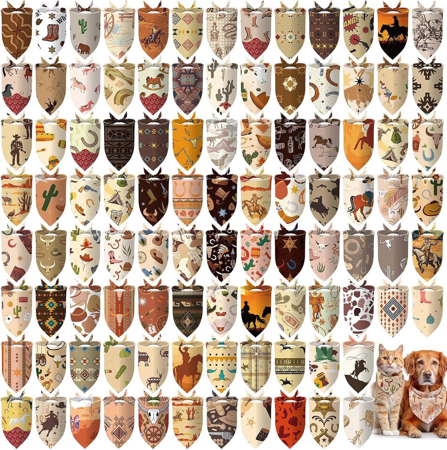 Huhumy 100 Pcs Cowboy Dog Bandanas Bulk Pet Western Bandanas for Dogs Huhumy 100 Pcs Cowboy Dog Bandanas Bulk Pet Western Bandanas for Dogs