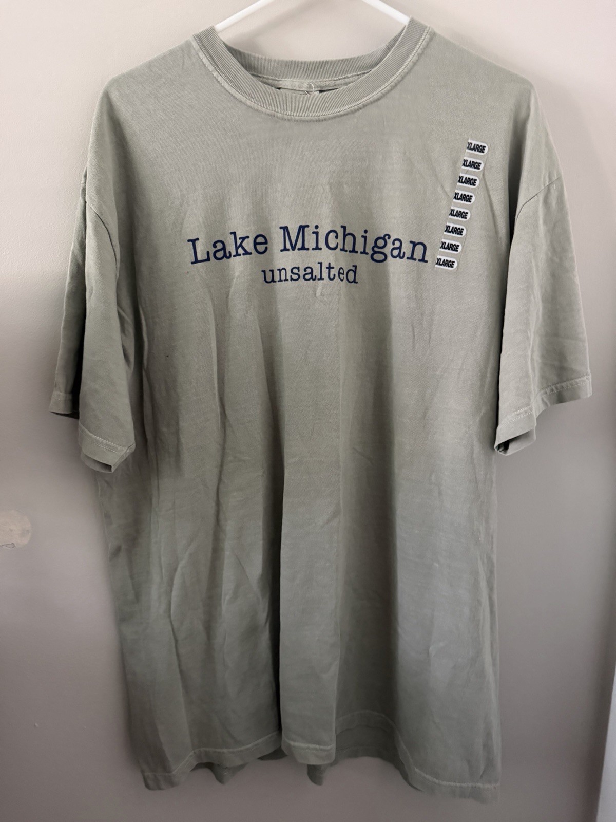 🐟 Lake Michigan “No Salt… Shark Free” Navy Short Sleeve T-Shirt 🐟 ~Extra Large