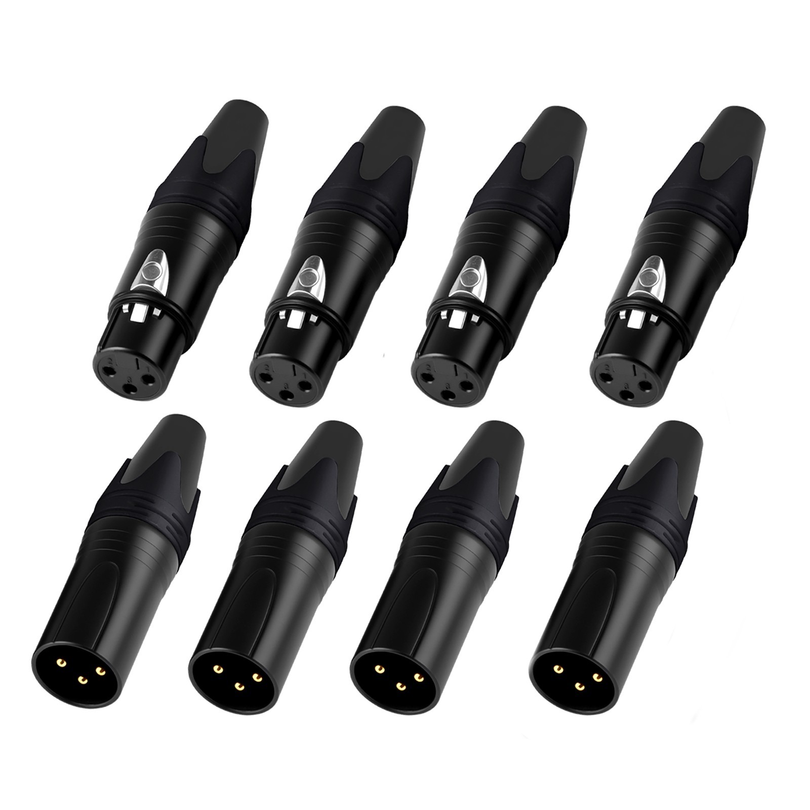 Rannsgeer 3 Pin XLR Connector Male & Female Plug for DIY (4 Pair)
