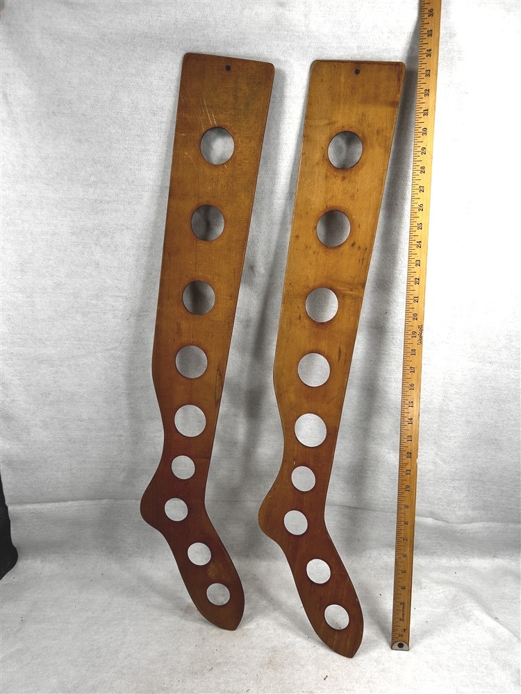 antique stocking stretcher pair hand 34 long, very tall lady original 1800s