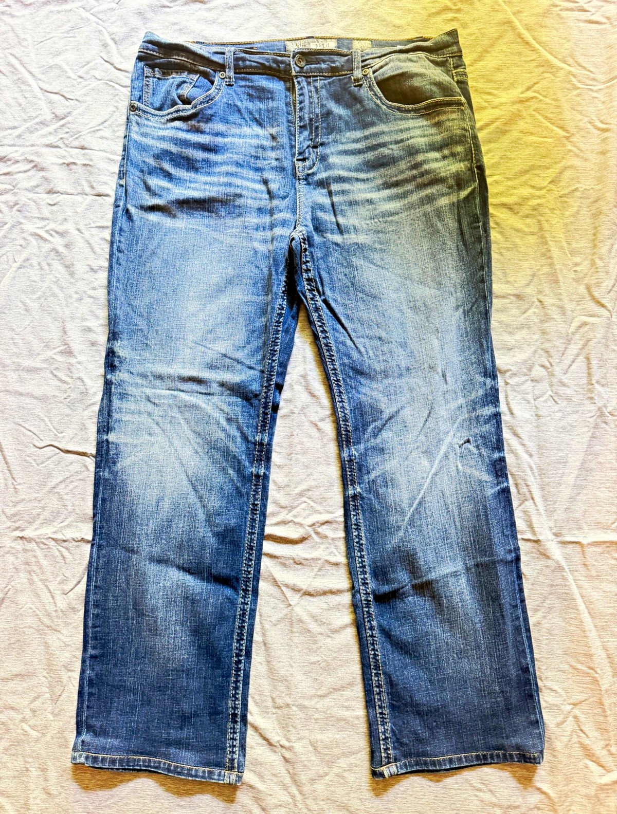 BKE SETH Denim Men’s Straight Leg Stretch Jeans Mid Rise Zip 5-Pocket 38x30