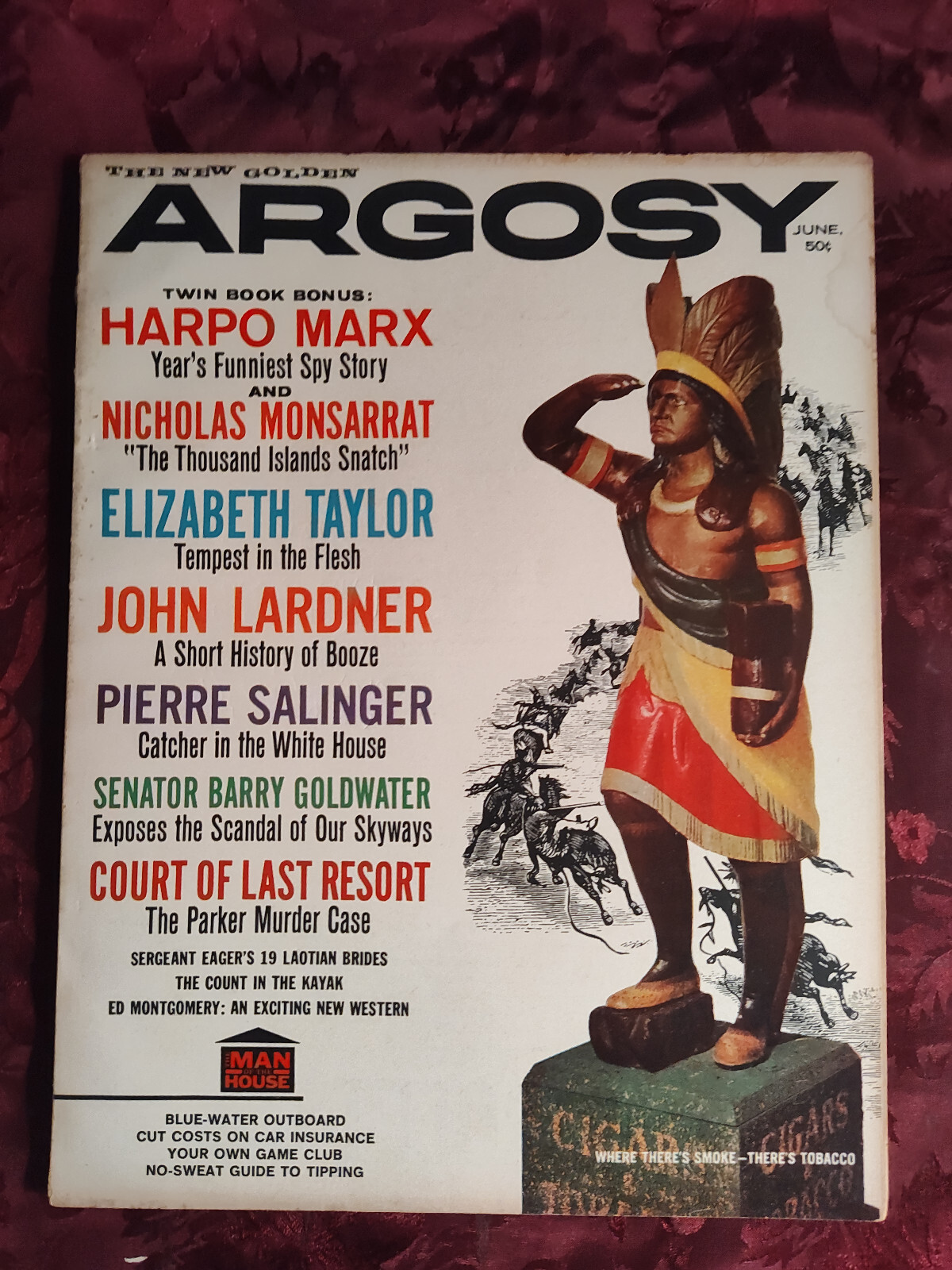 ARGOSY June 1961 Jun 61 HARPO MARX ELIZABETH TAYLOR Nicholas Monsarrat POODLEs