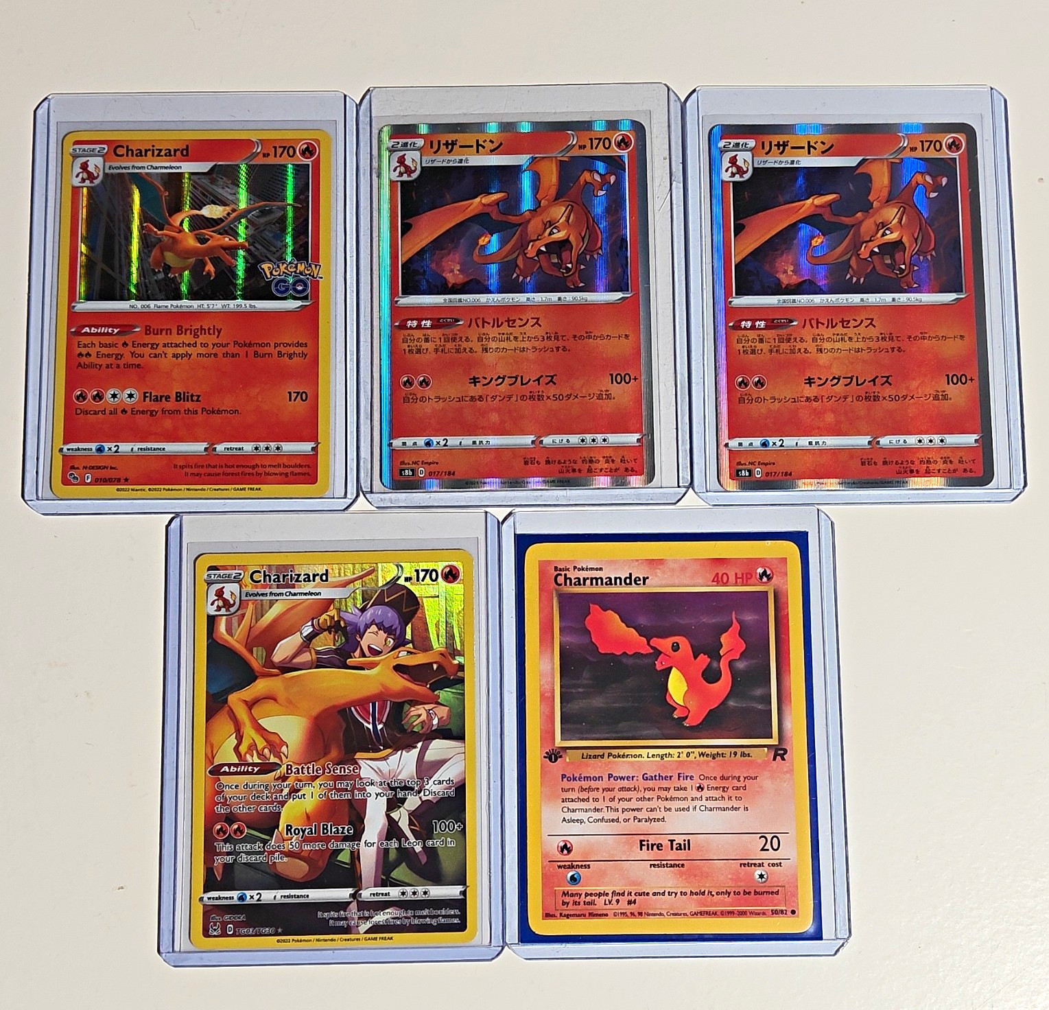 Pokemon TCG Pokemon GO 5-Card Holo Foil Lot Charizard Charmander 017/78