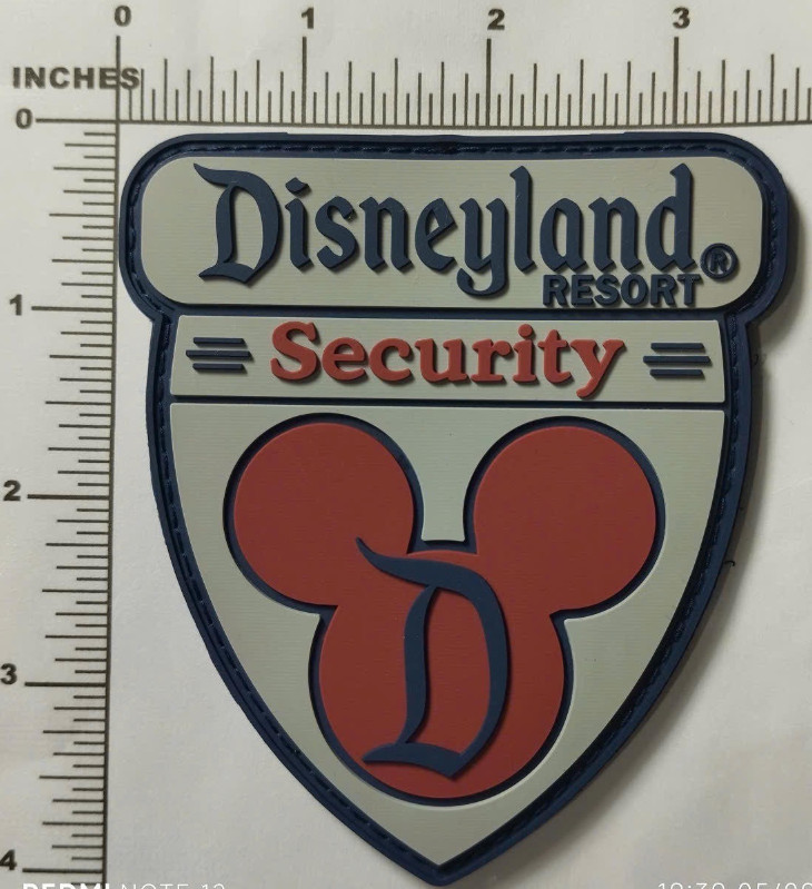 Disneyland Security novelty PVC Patch (FULL SIZE) hook & loop backing Disneyland Security novelty PVC Patch (FULL SIZE) hook & loop backing