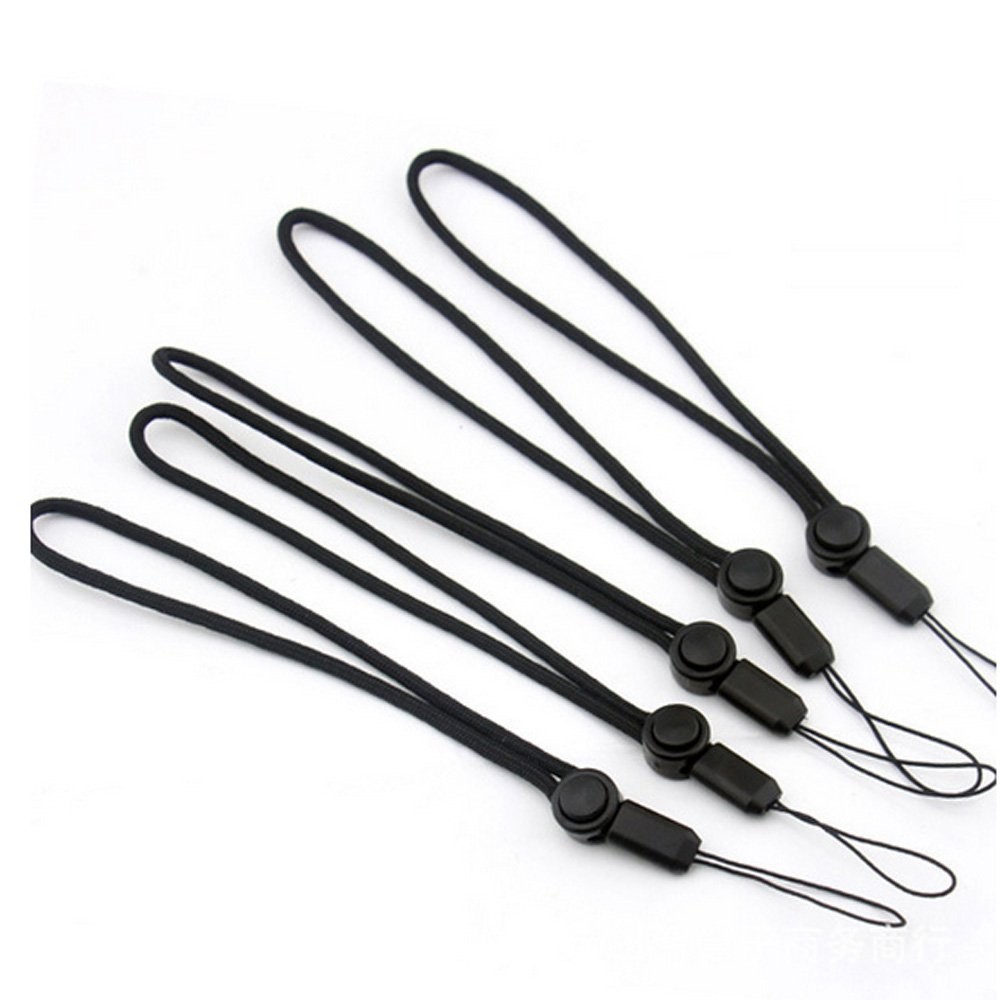 YOUOWO 5Pack Nylon Lanyards with Buttons,Adjustable Length(Black)