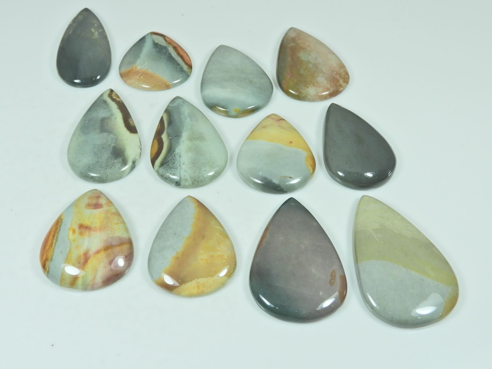 385Cts. Natural Imperial Jasper Pear Shape Cabochon Loose Gemstone 12Pcs Lot c01