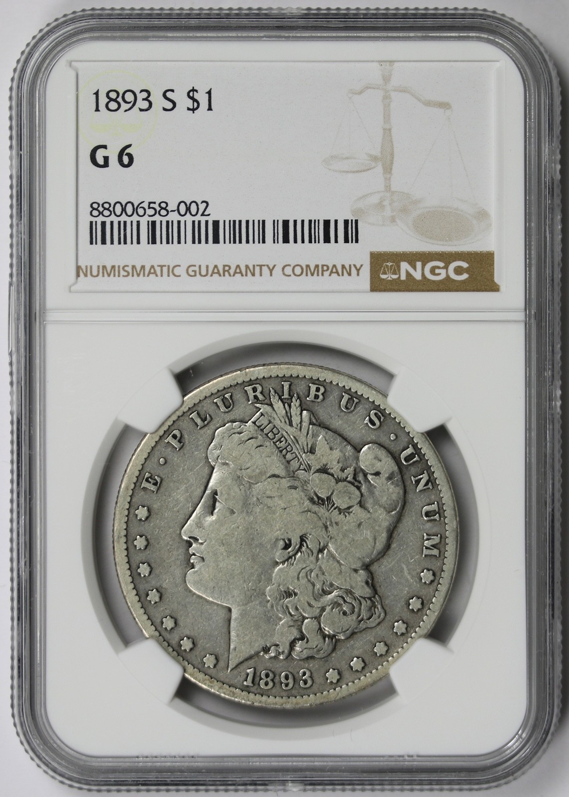 1893-S Morgan Silver Dollar $1 NGC G 6