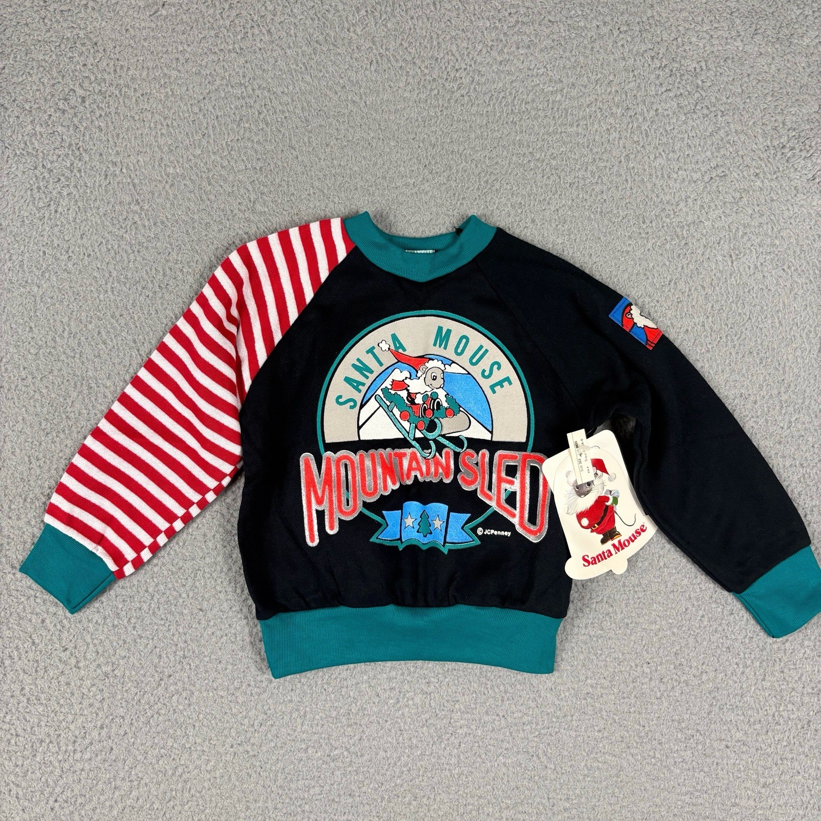 Vintage JC Penney Sweatshirt Toddler 4T Santa Mouse NOS 80s 90s USA Made
