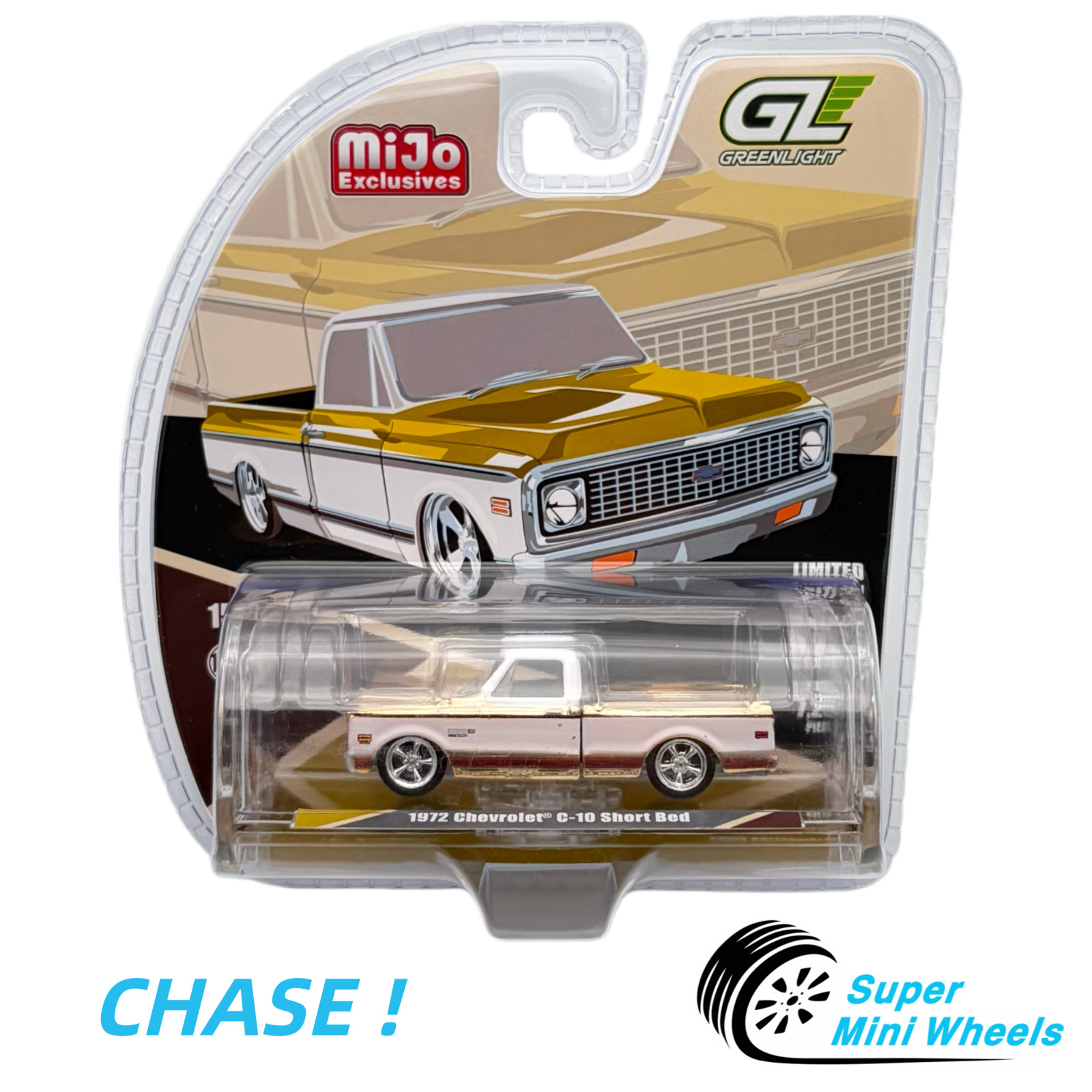 Chrome Chase !Greenlight 1:64 1972 Chevrolet C-10 Short Bed Custom – Yellow Chrome Chase !Greenlight 1:64 1972 Chevrolet C-10 Short Bed Custom – Yellow