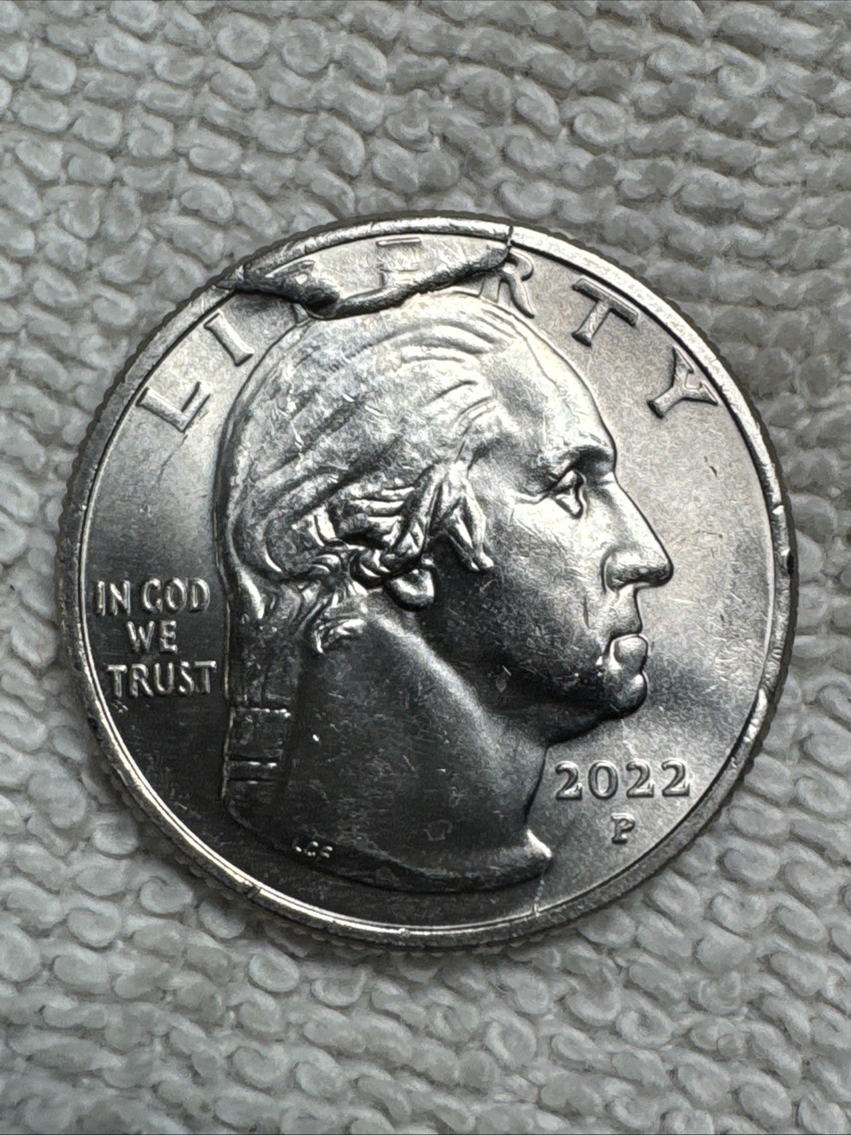 2022 P Wilma Mankiller Quarter Error With Retained Cud & Reverse Die Crack Major