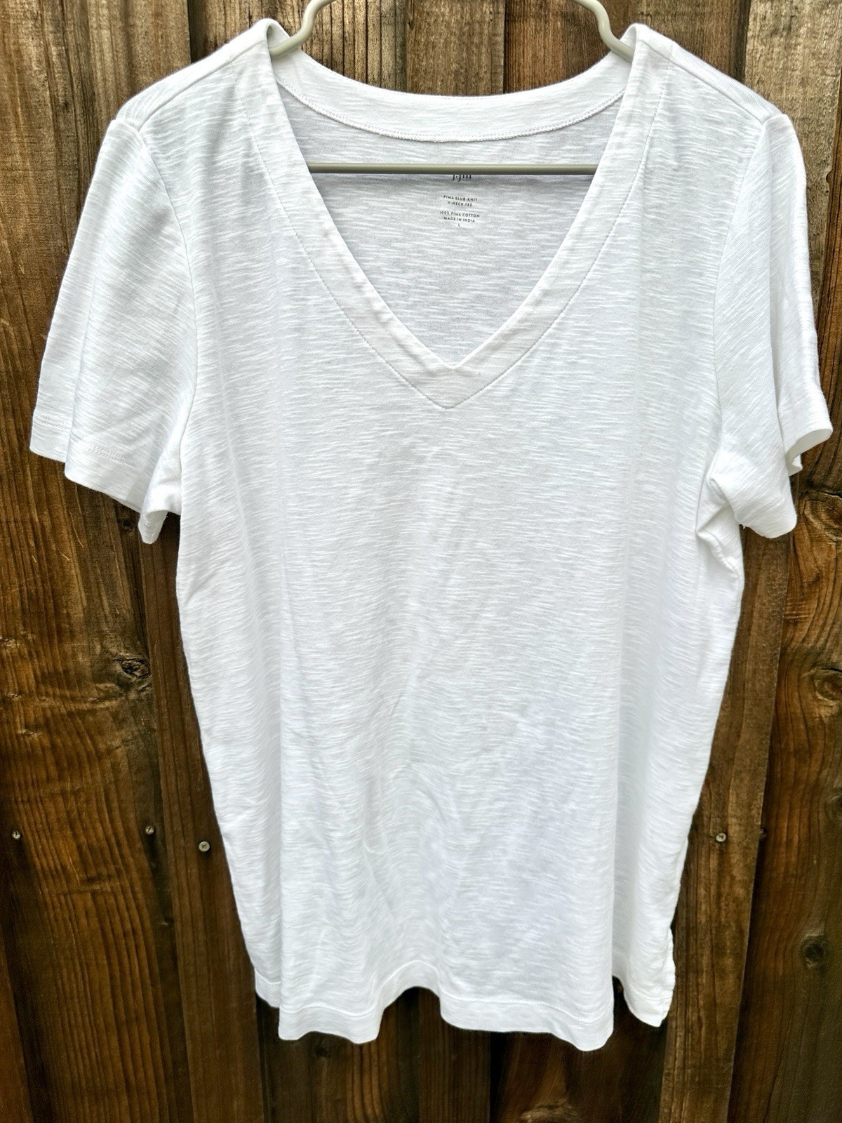 J Jill Pima slub knit v-neck t-shirt tee M  Basic white Short Sleeves