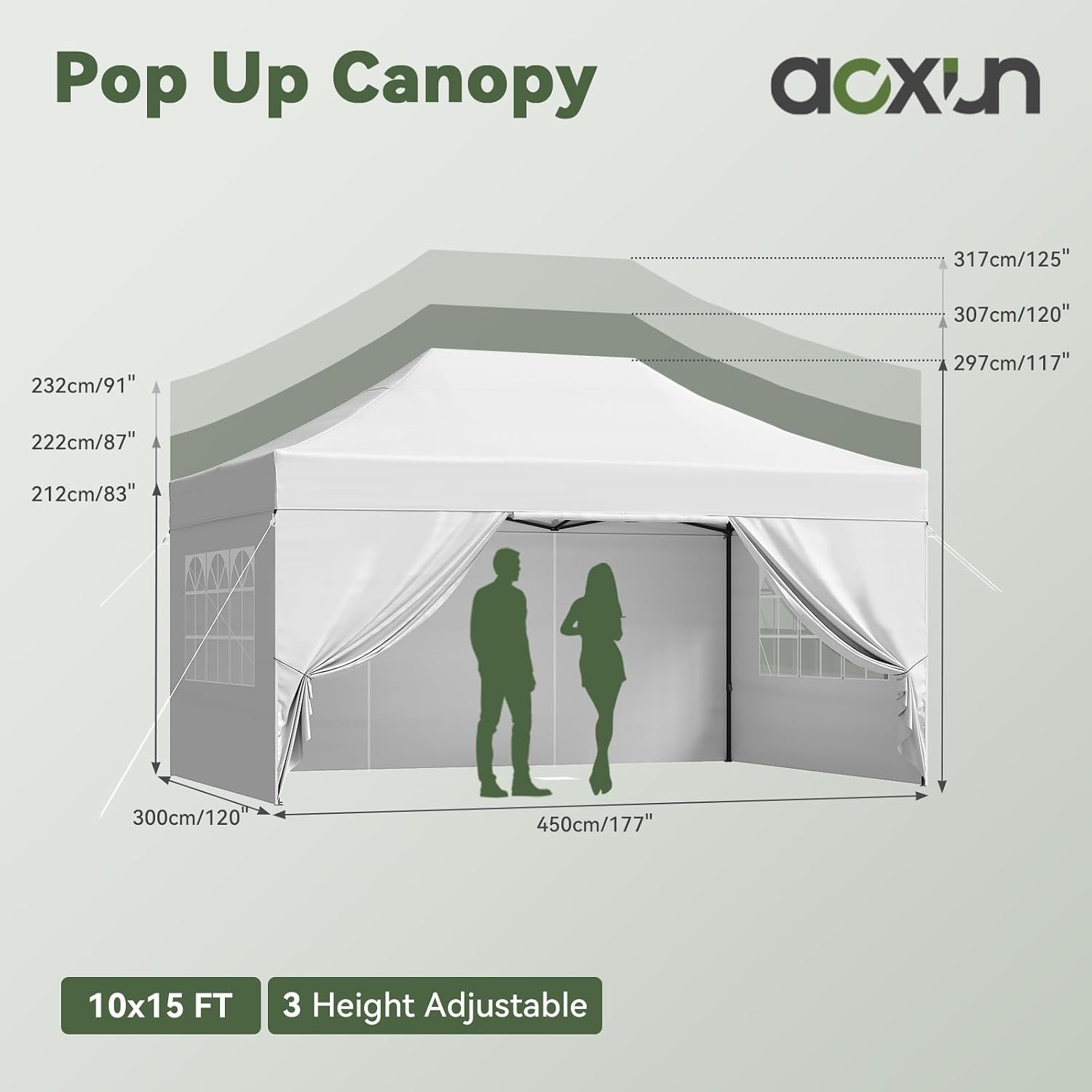 10x15FT 10X20 ft Pop Up Canopy Sidewalls Tent Shelter Gazebo Portable Waterproof