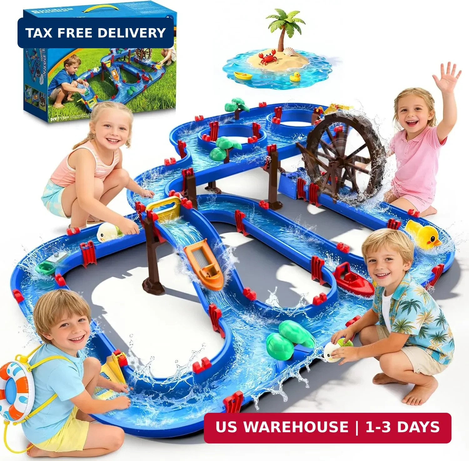 2-Tier Water Table Toys with Watermill for Kids, Upgraded Large 115PCS 2-Tier Water Table Toys with Watermill for Kids, Upgraded Large 115PCS