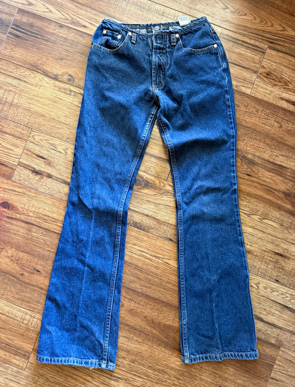 Vintage L.E.I. Low Rise Flare Jeans Size 1 Y2K 00s Non button Closure Blue Denim