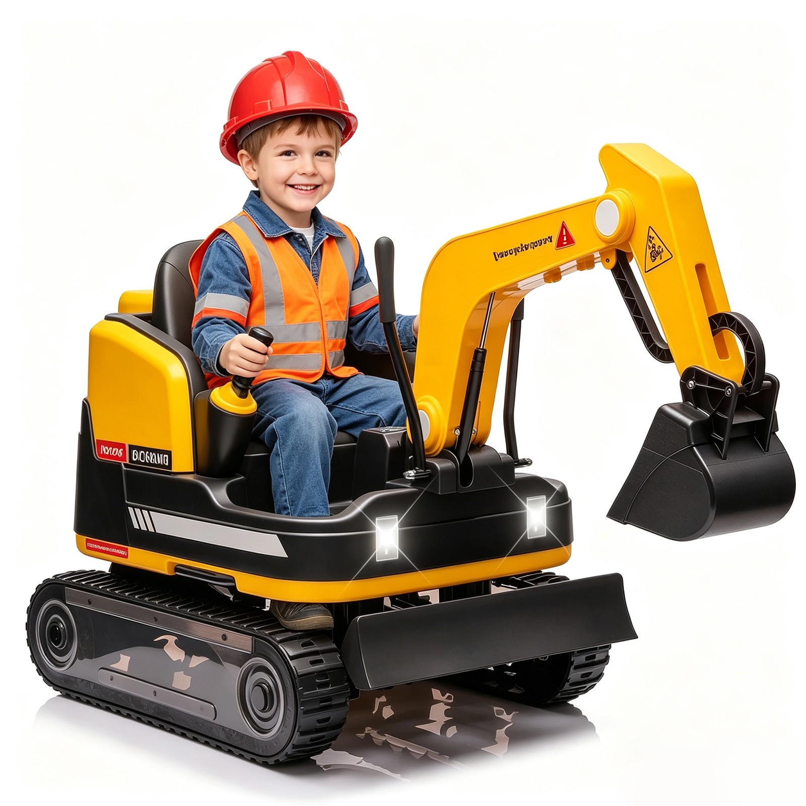 Yellow 12V/24V Kids Ride On Excavator Bulldozer 360° Electric Digger with Remote