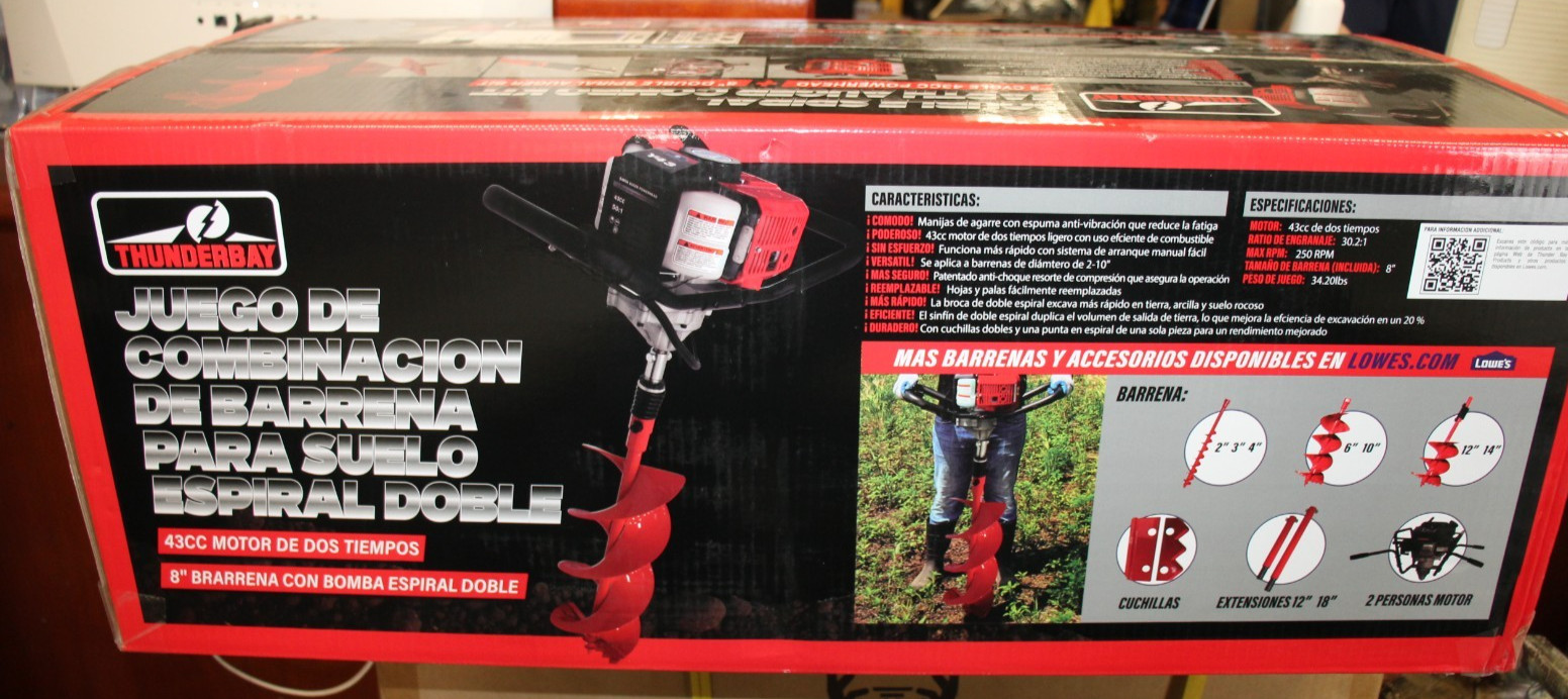 THUNDERBAY DOUBLE SPIRAL EARTH AUGER COMO KIT 2 CYCLE 43CC POWERHEAD 8\